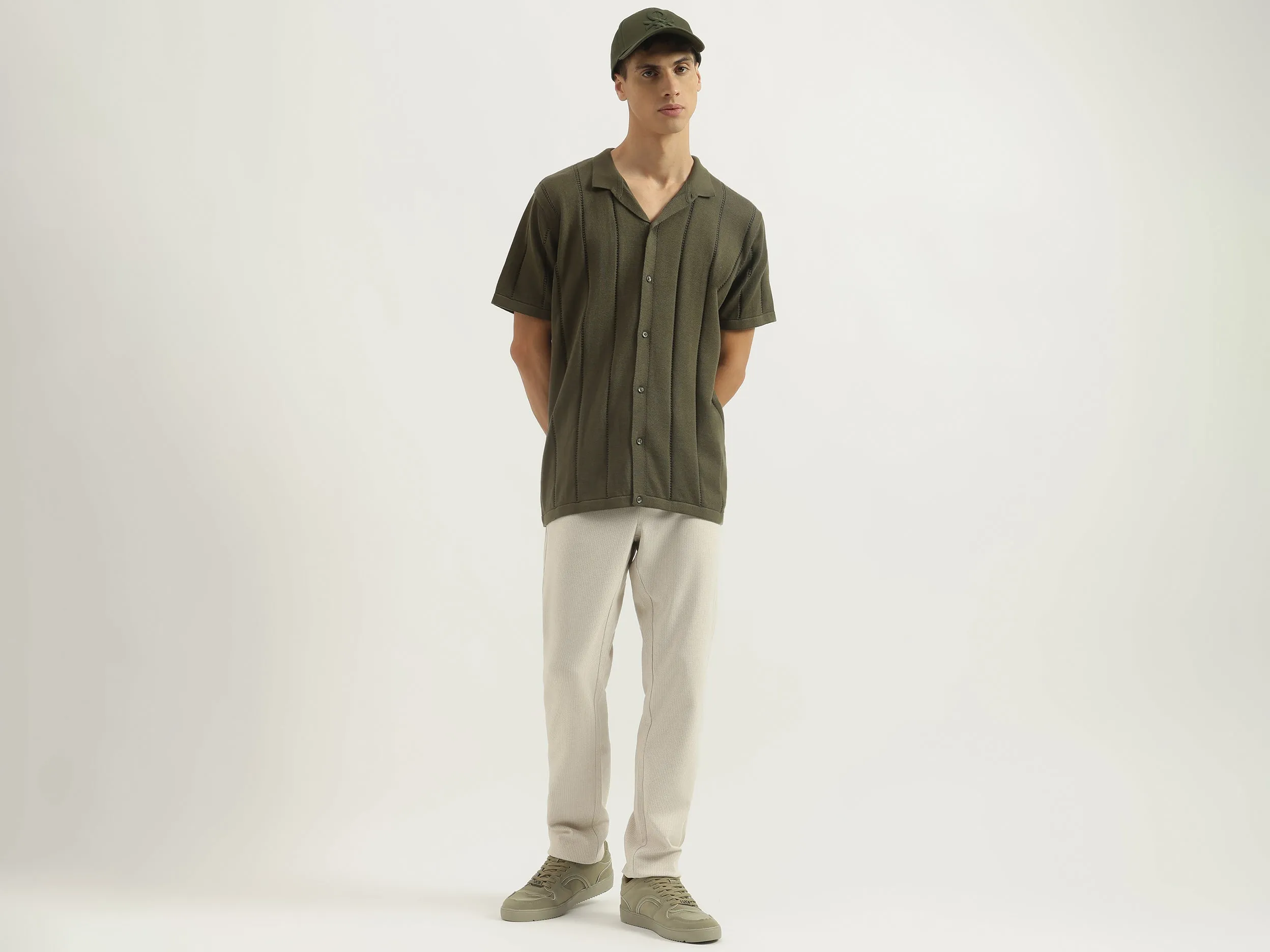 Regular Fit Polo Neck Striped Shirts