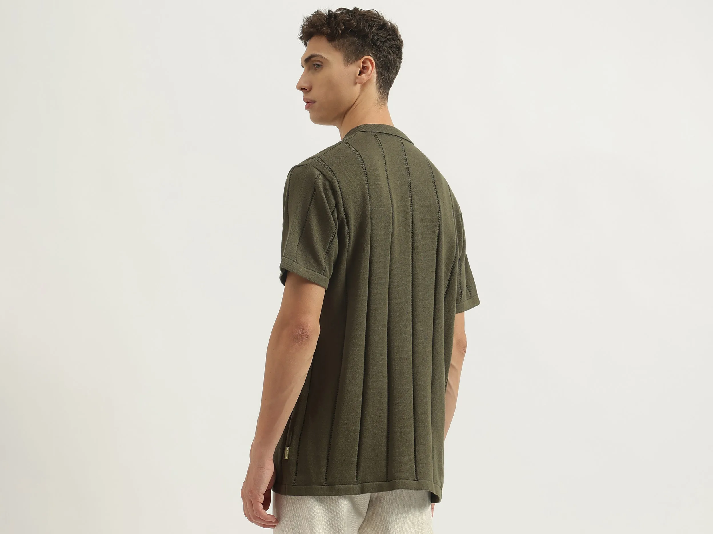 Regular Fit Polo Neck Striped Shirts