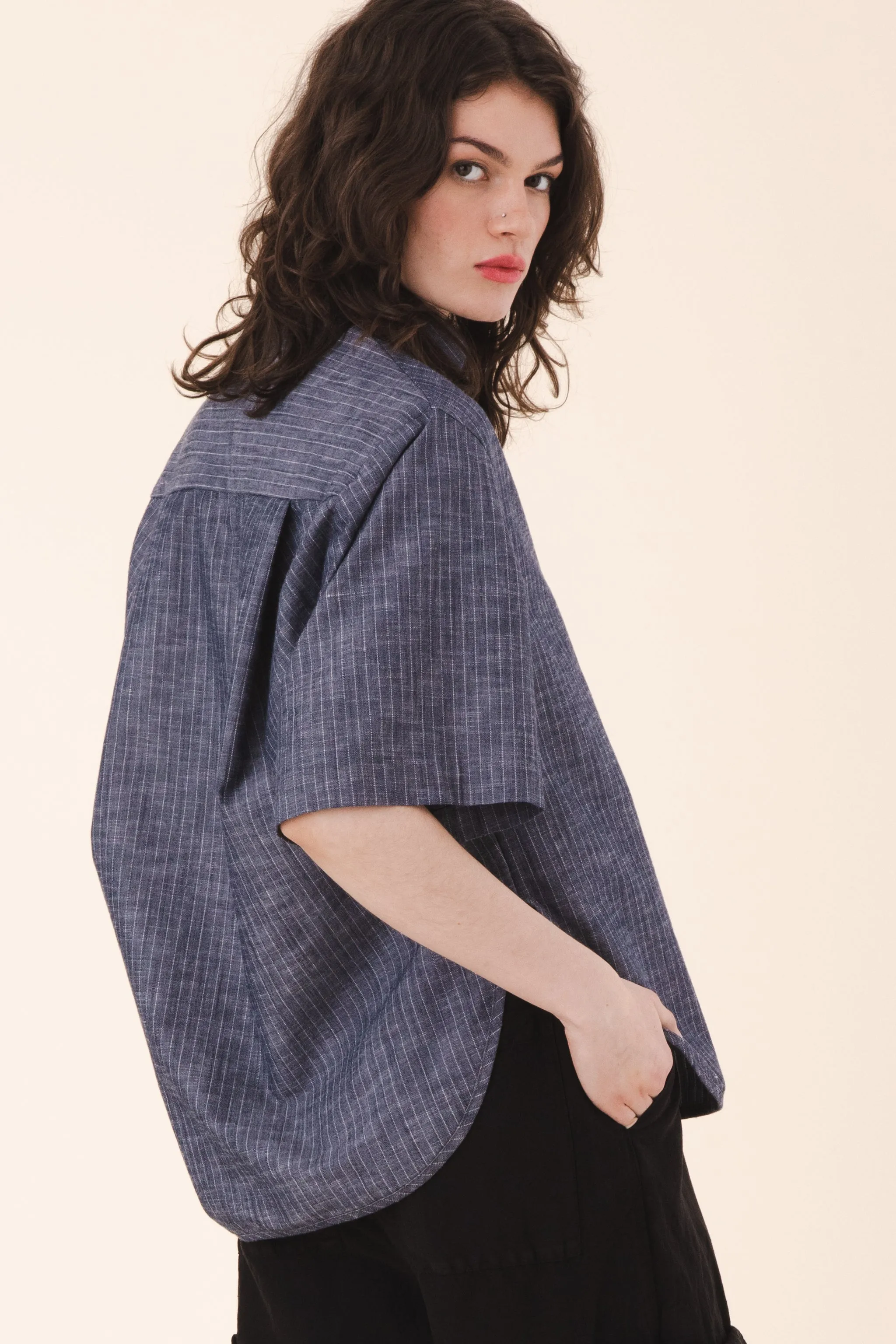 Replica Shirt S/S in Navy Stripe