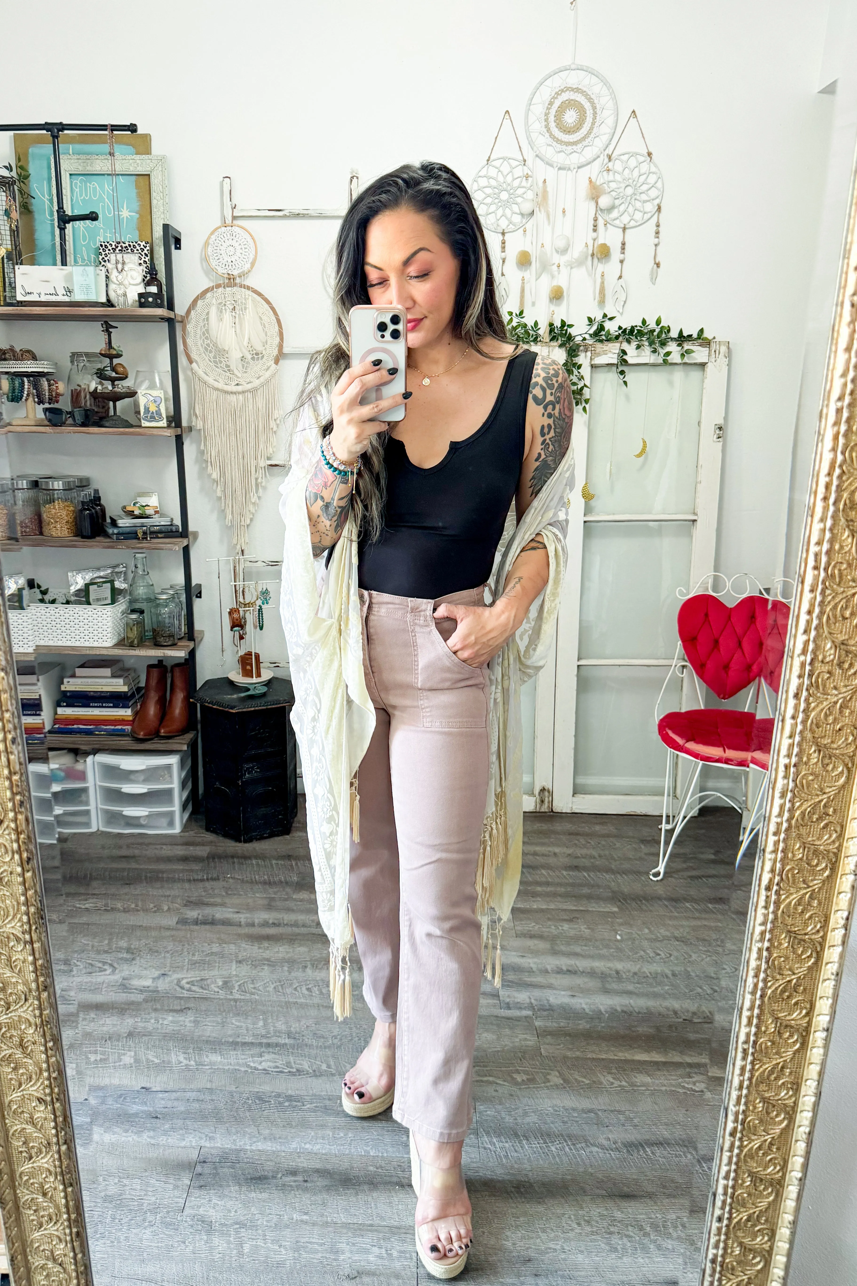 RISEN High Rise Ankle Jeans
