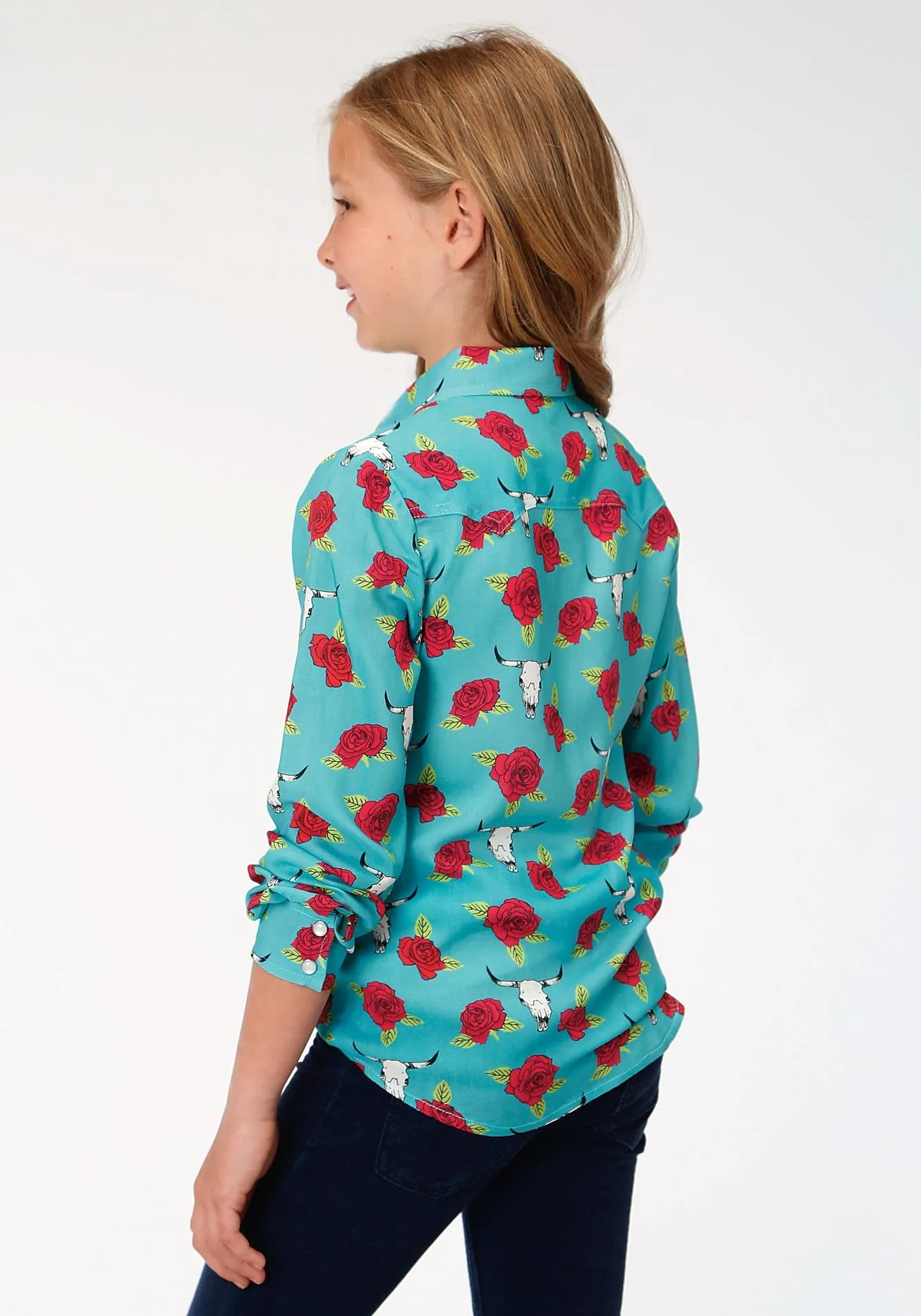Roper Girls Skull & Rose Long Sleeve Shirt