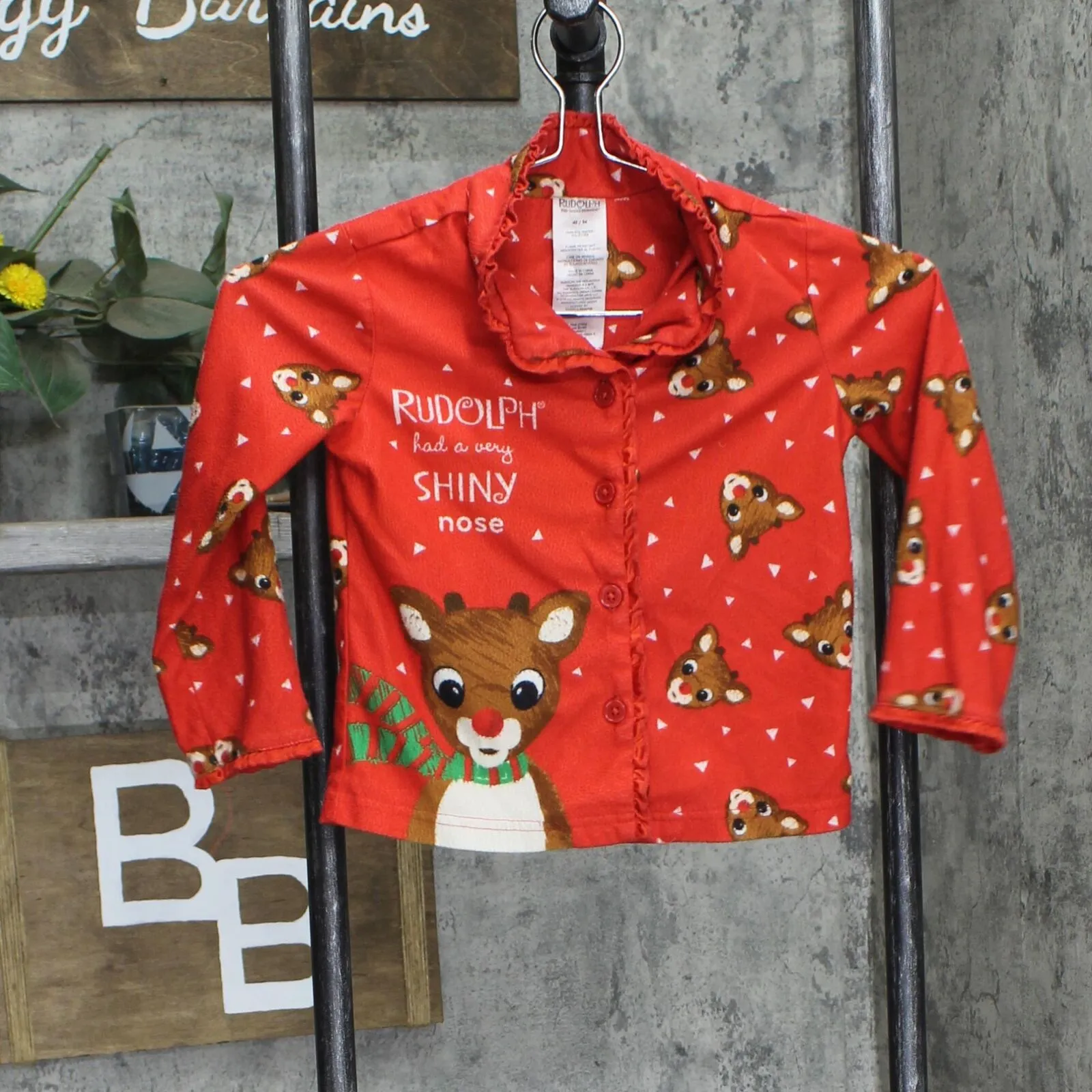 Rudolph Toddler Girls Button Up 2-Piece Pajama Set 1678ec26e0a250 Red 4T