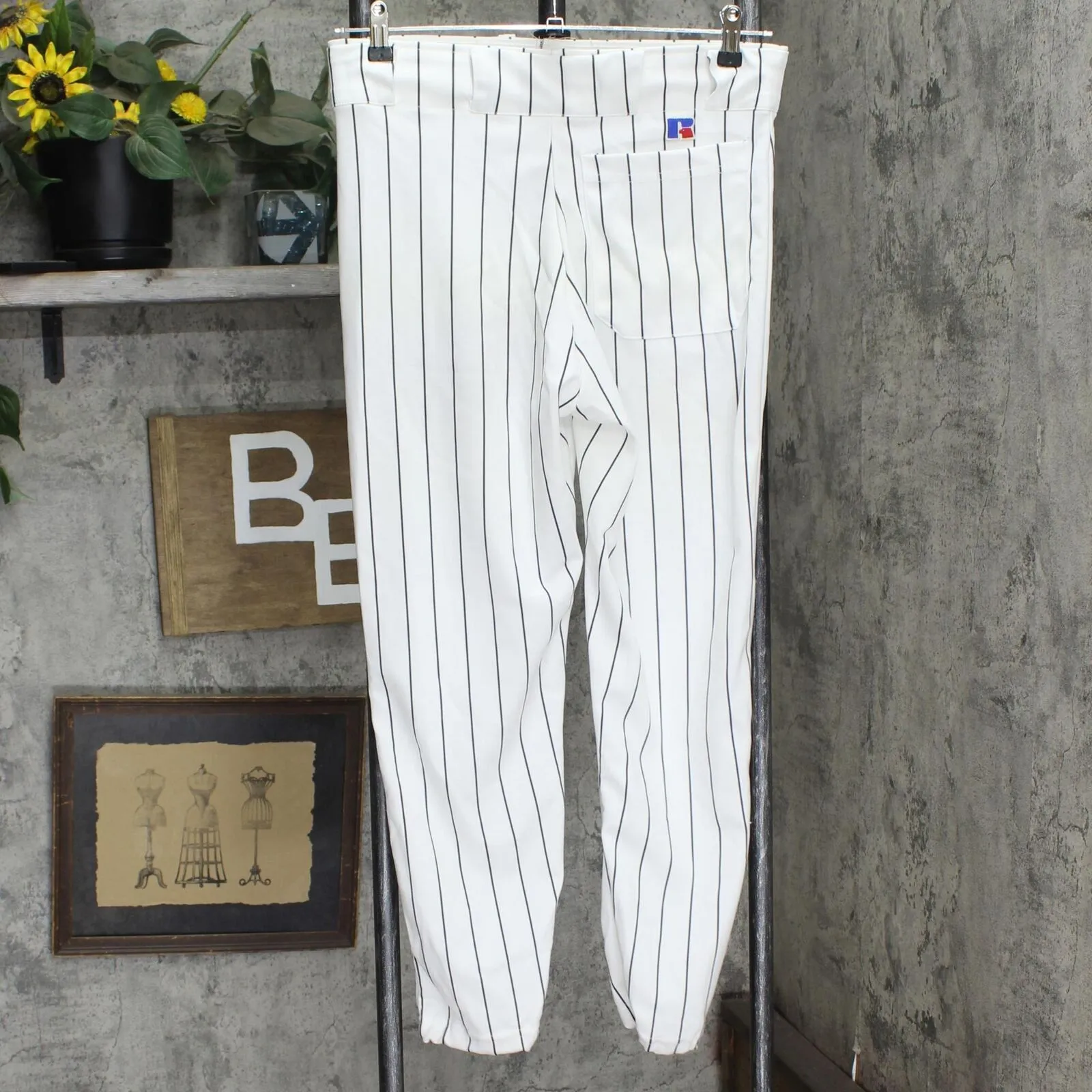Russell Mens Striped Baseball Pants 1670f78d50f862 White Black Pinstripe M