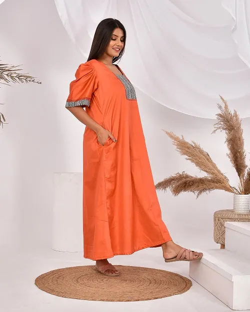 Rust Orange Pure Cotton Nighty
