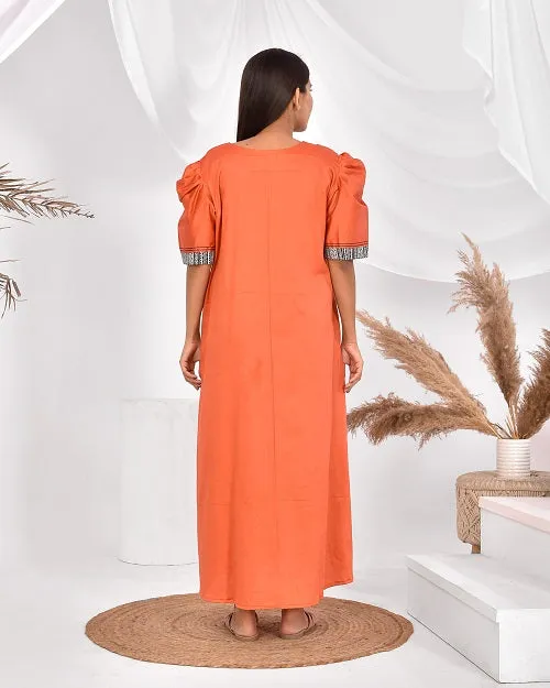 Rust Orange Pure Cotton Nighty
