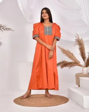 Rust Orange Pure Cotton Nighty