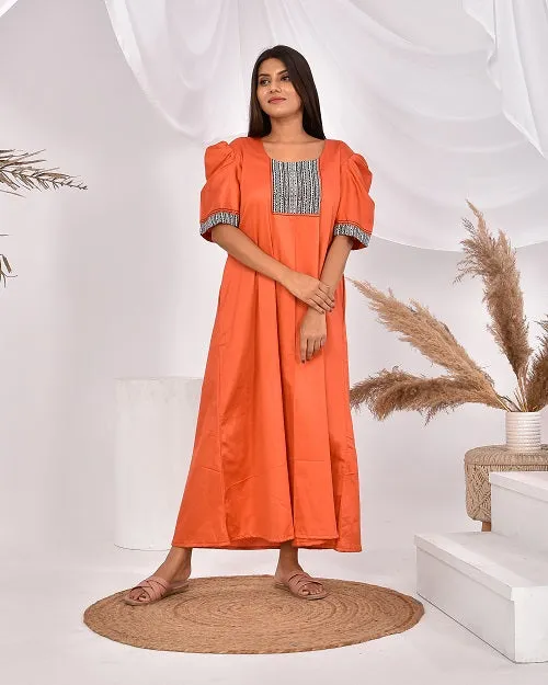 Rust Orange Pure Cotton Nighty
