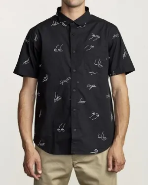 RVCA JOHANNA GESTURES BUTTON UP SHIRT BLACK