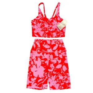 SAGE Collective 2 Piece Set Crop &amp; Bike Shorts Sexy Hothouse Floral Lava NWT XS
