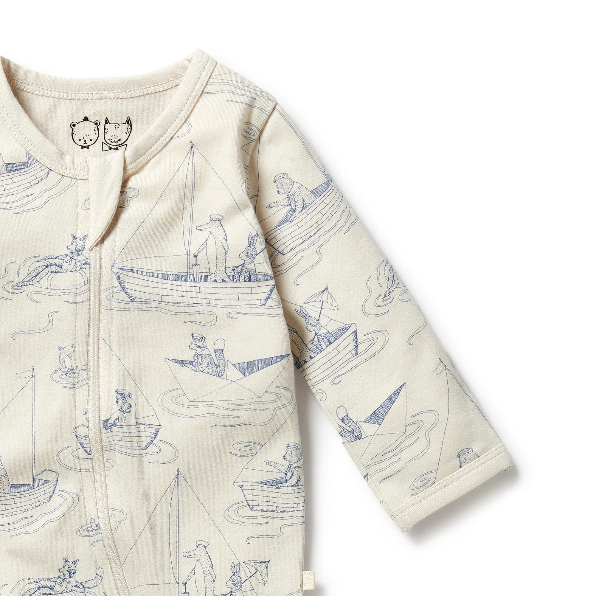 Sail Away Organic Zipsuit With Feet