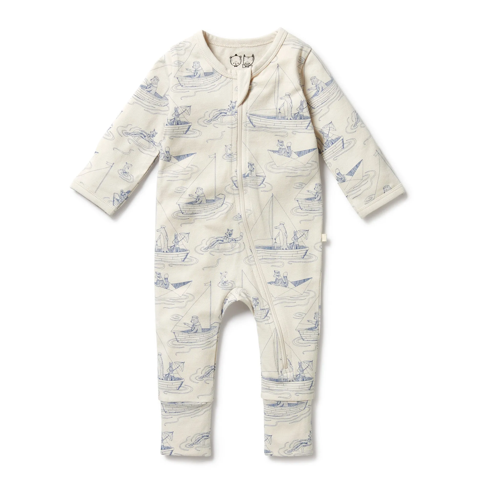 Sail Away Organic Zipsuit With Feet