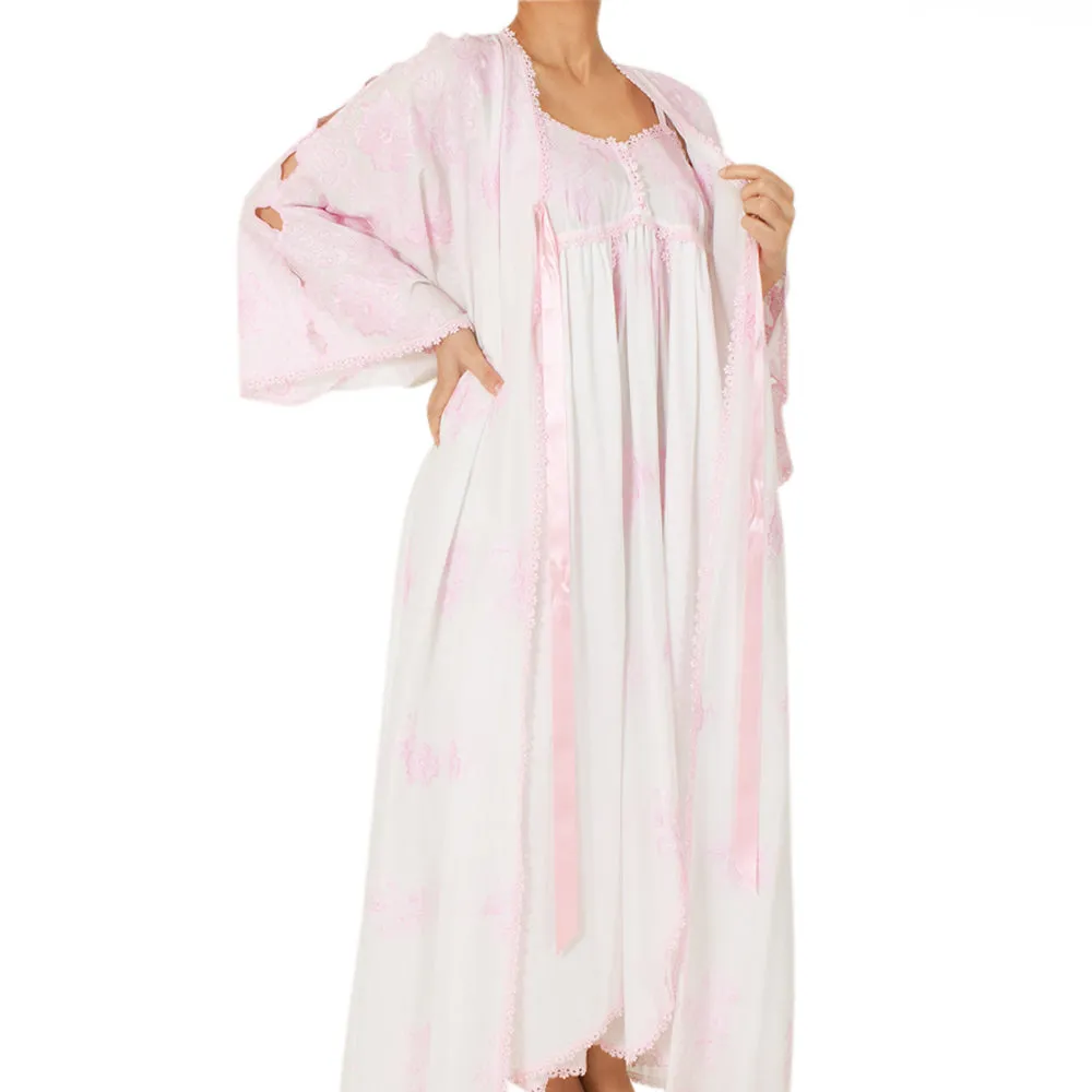 Sally Poppy Night Dress With Kimono Cotton