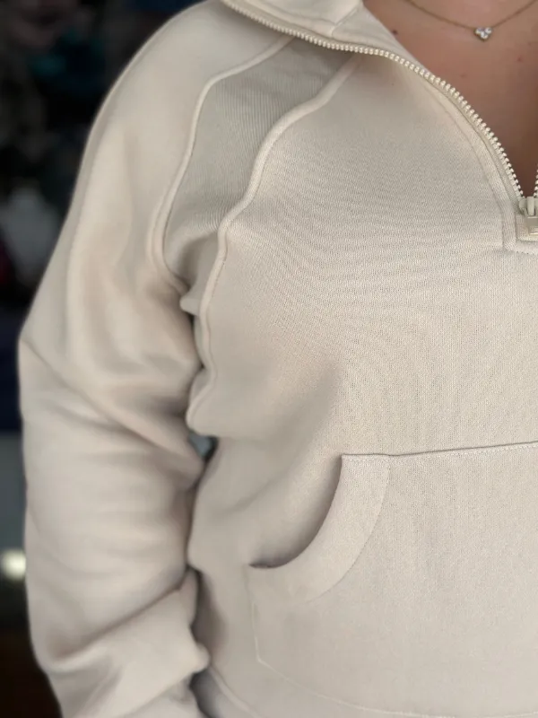 Sand 1/4 Zip Pullover