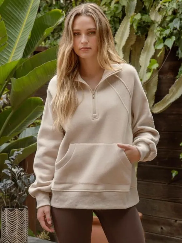 Sand 1/4 Zip Pullover