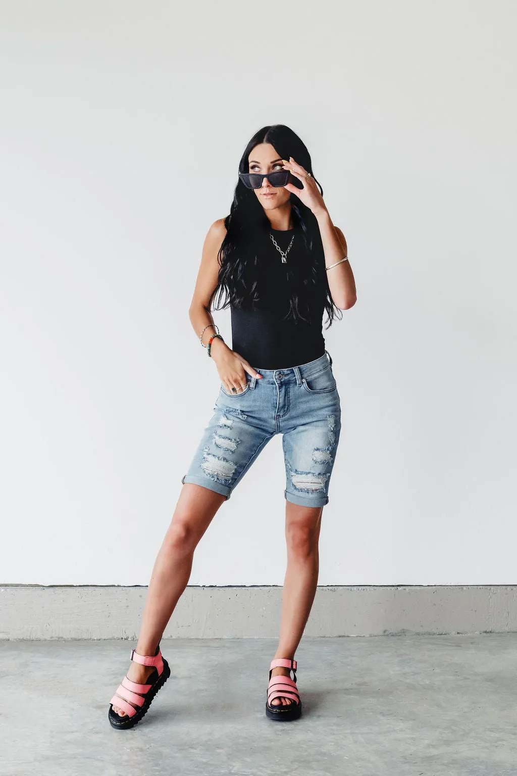 Santa Monica Distressed Kancan Bermuda Shorts