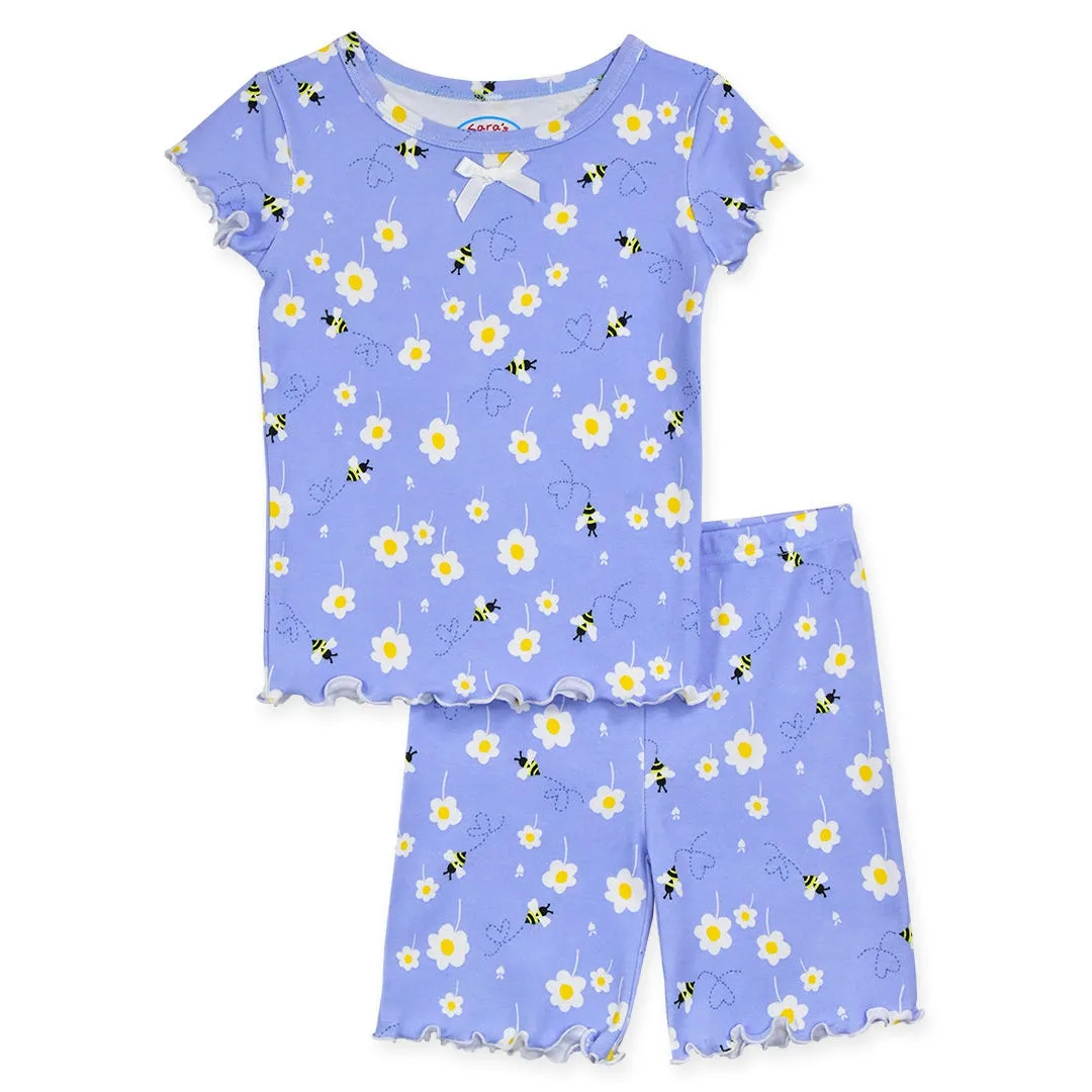 Sara's Prints Happy Bees Short Pajama Set - Periwinkle