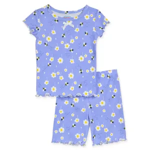 Sara's Prints Happy Bees Short Pajama Set - Periwinkle