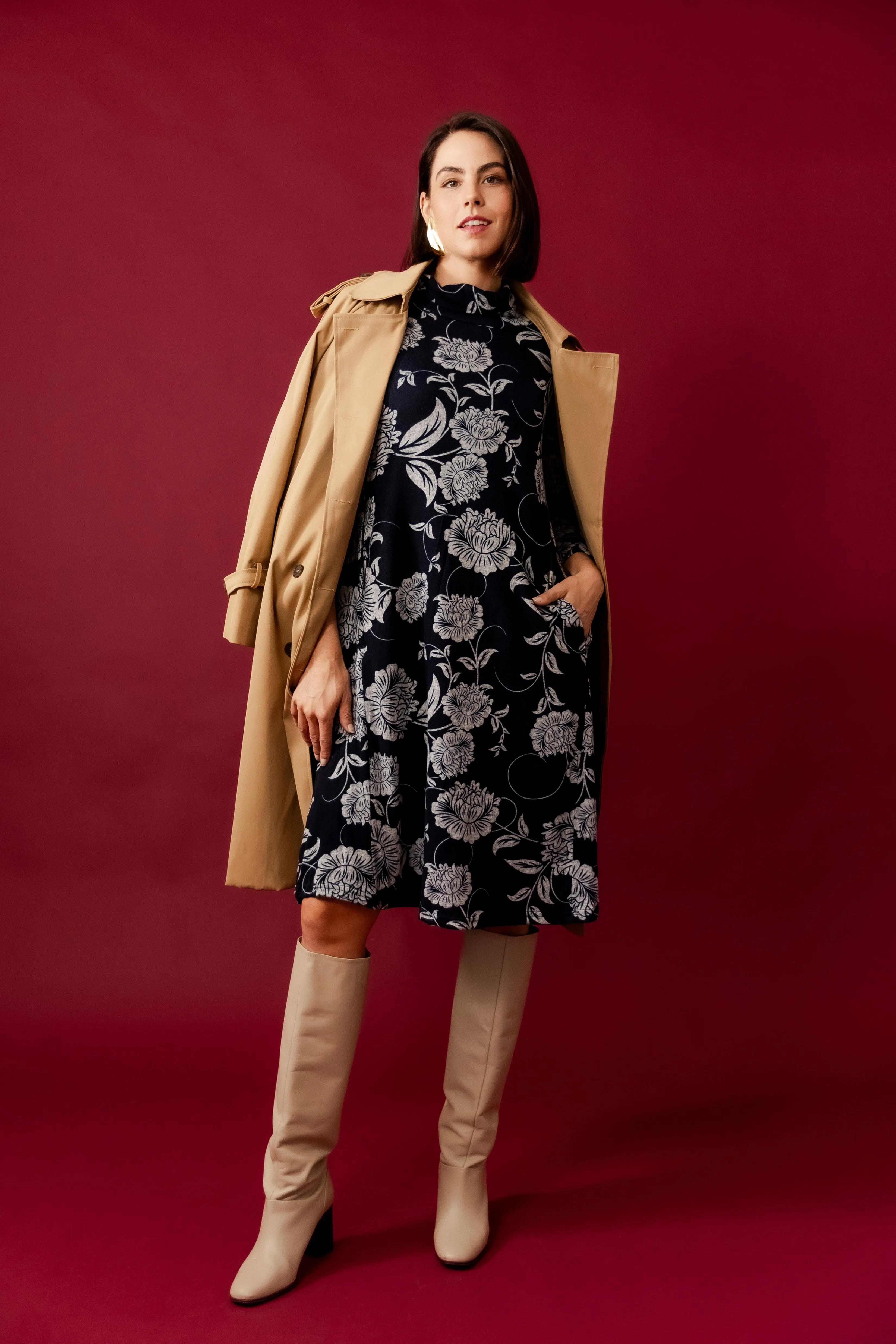 SAVERIA Beige Trench Coat
