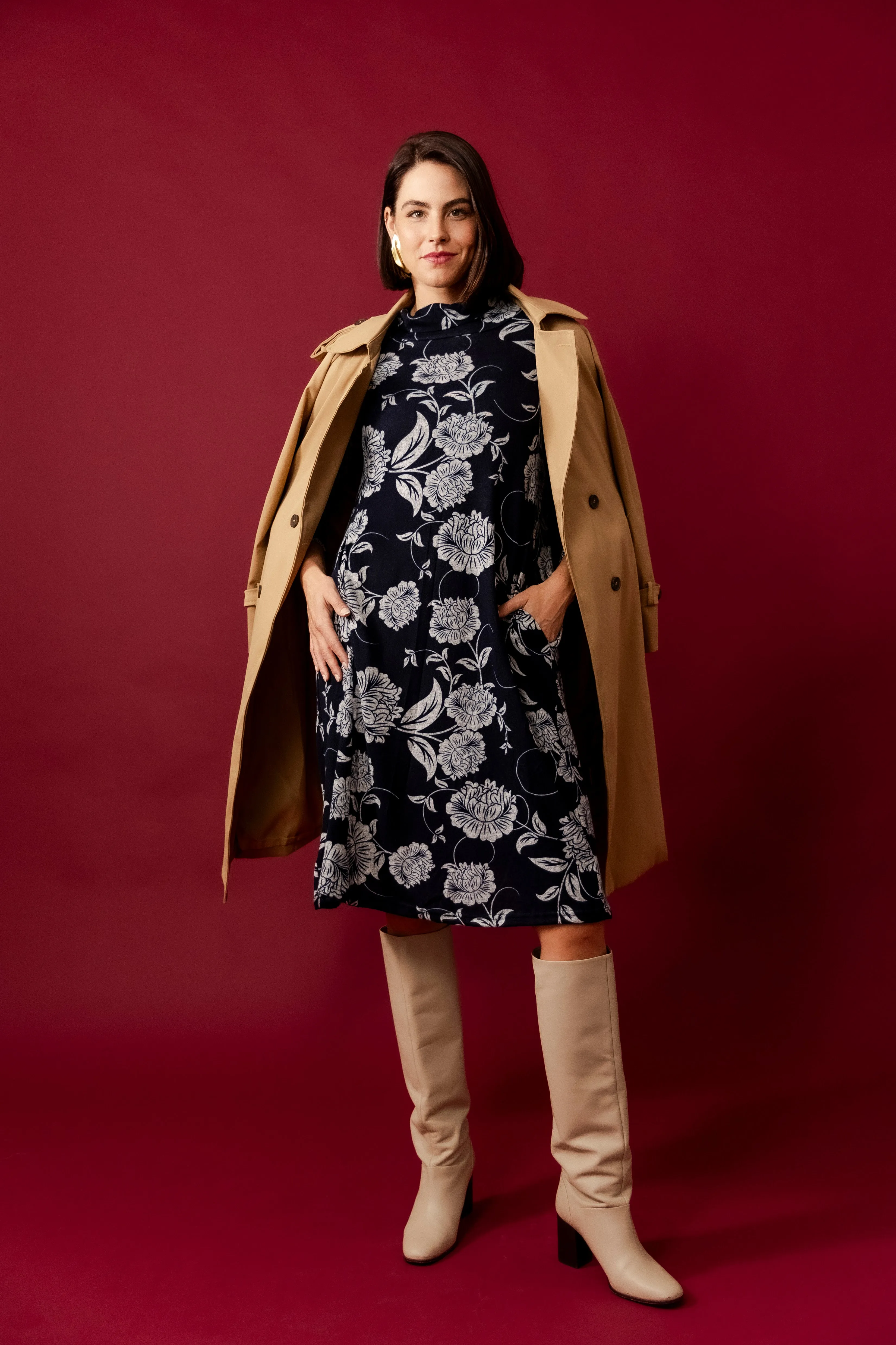 SAVERIA Beige Trench Coat