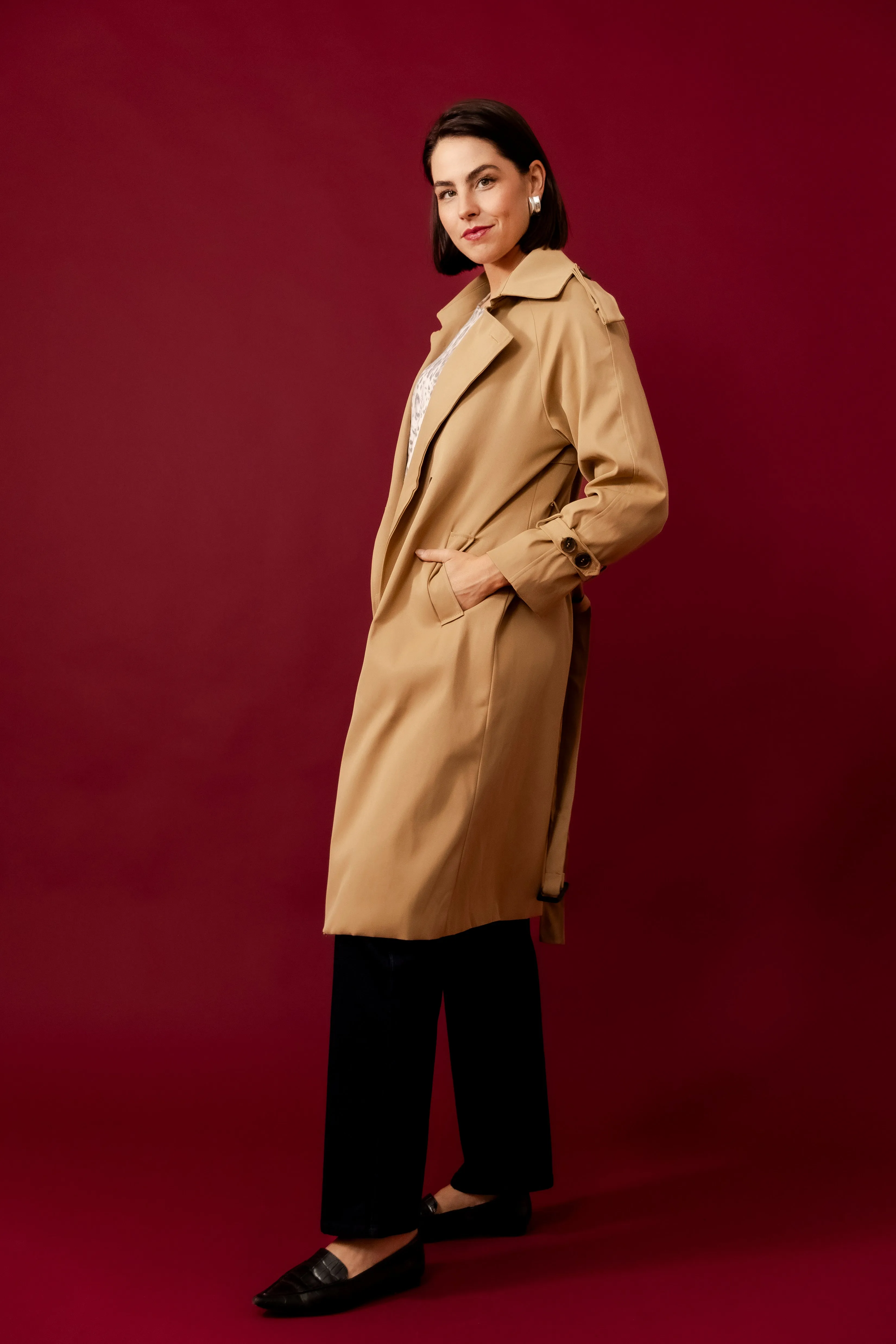 SAVERIA Beige Trench Coat
