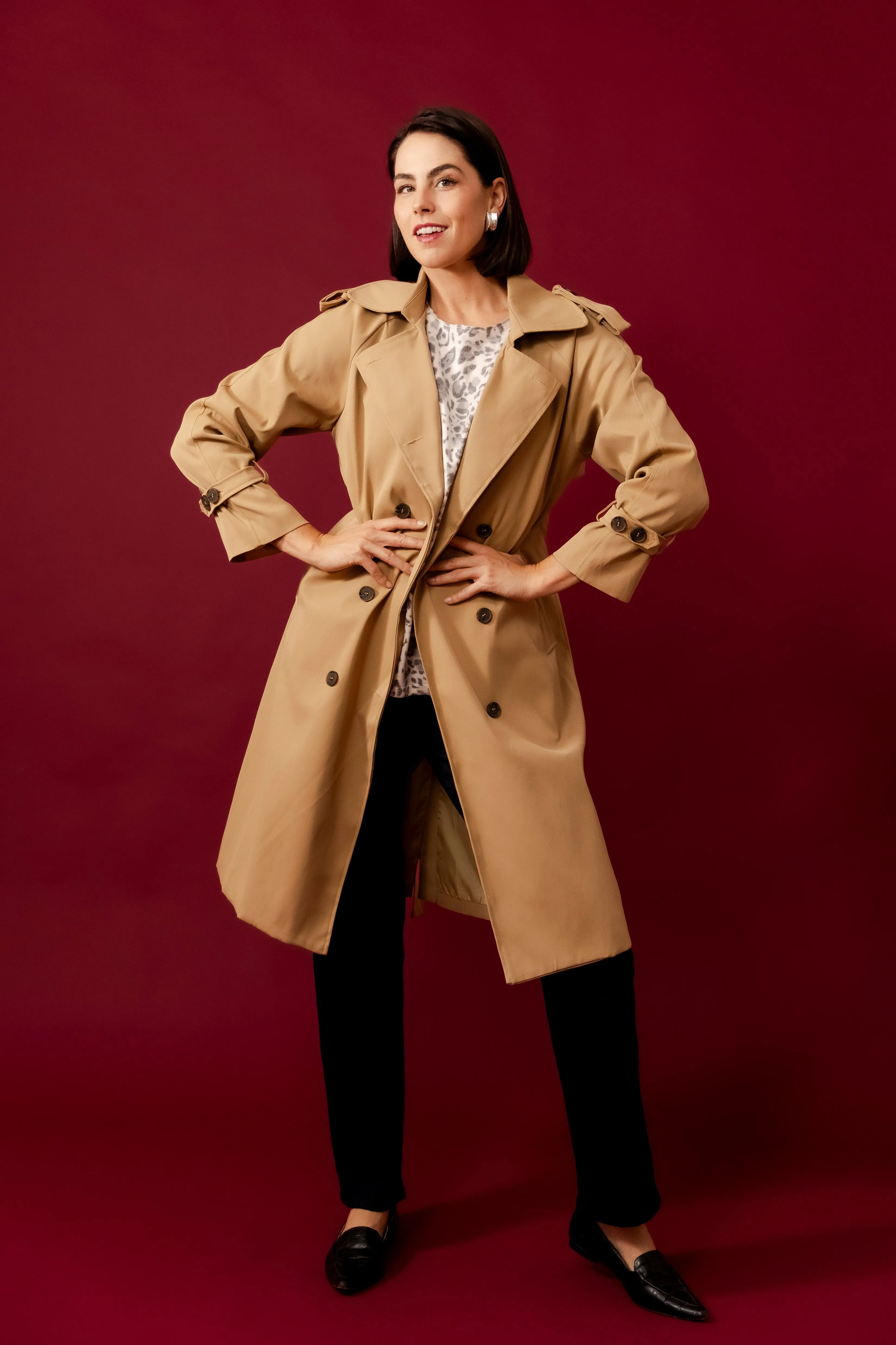 SAVERIA Beige Trench Coat