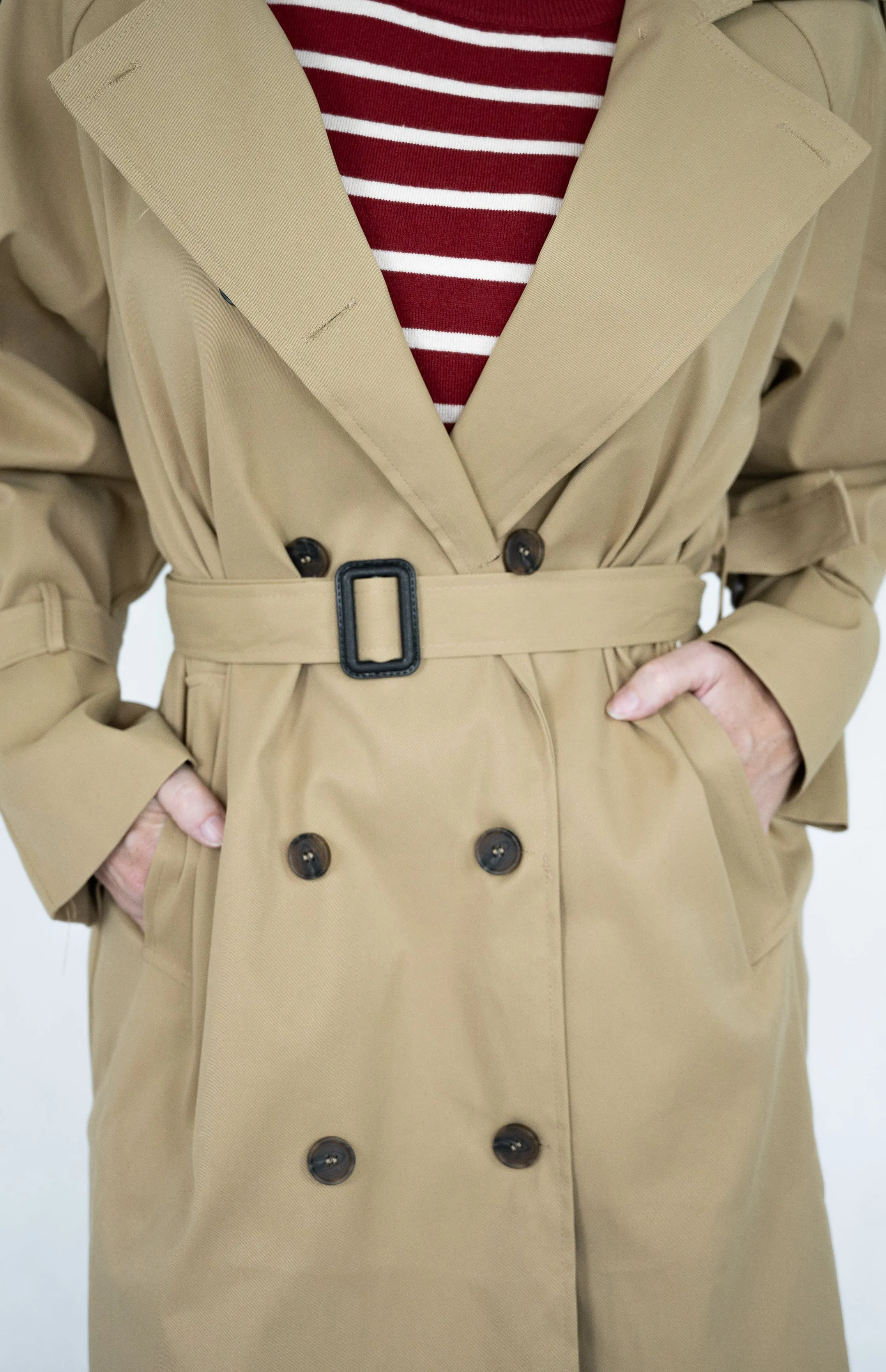 SAVERIA Beige Trench Coat