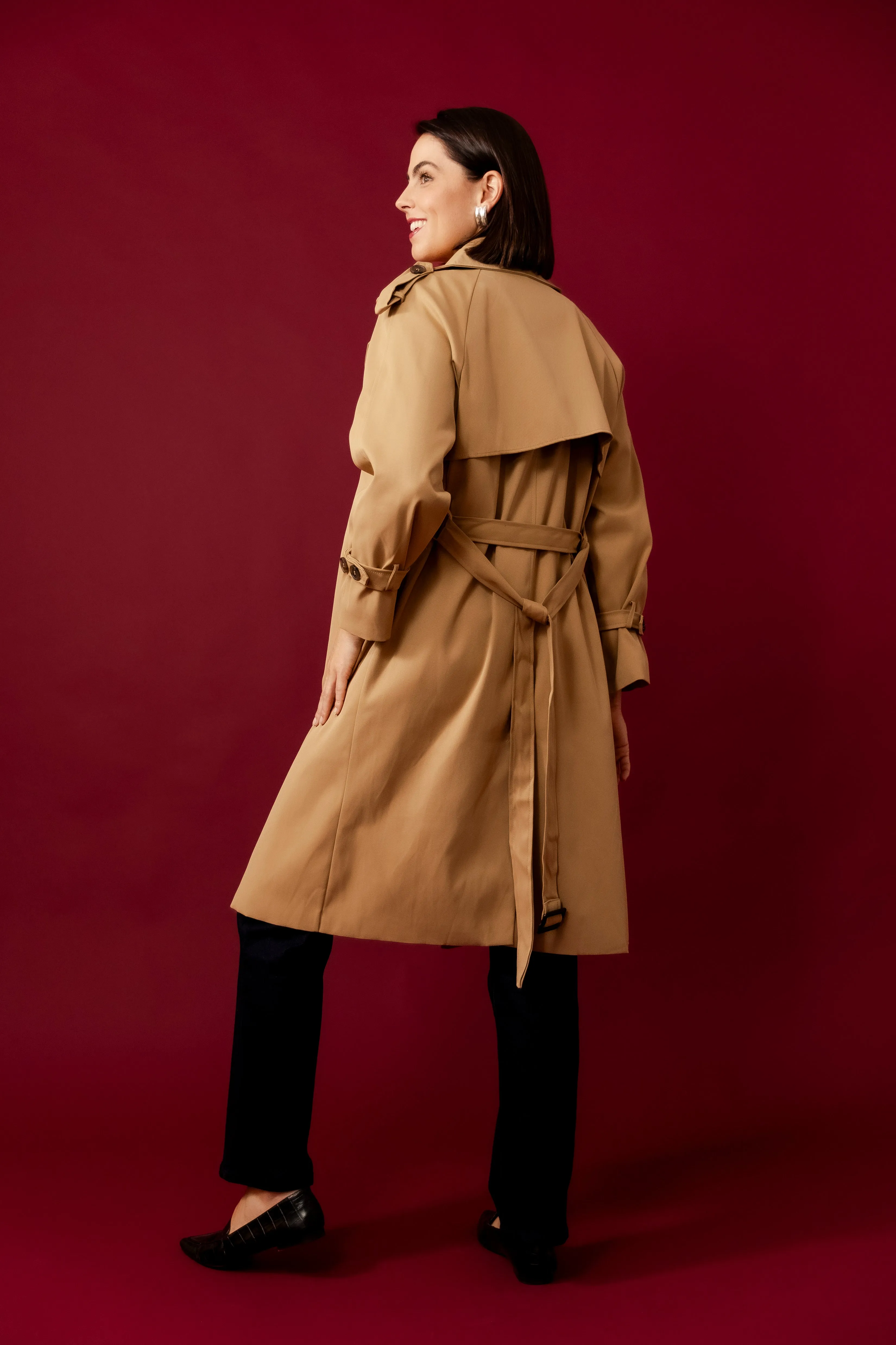 SAVERIA Beige Trench Coat