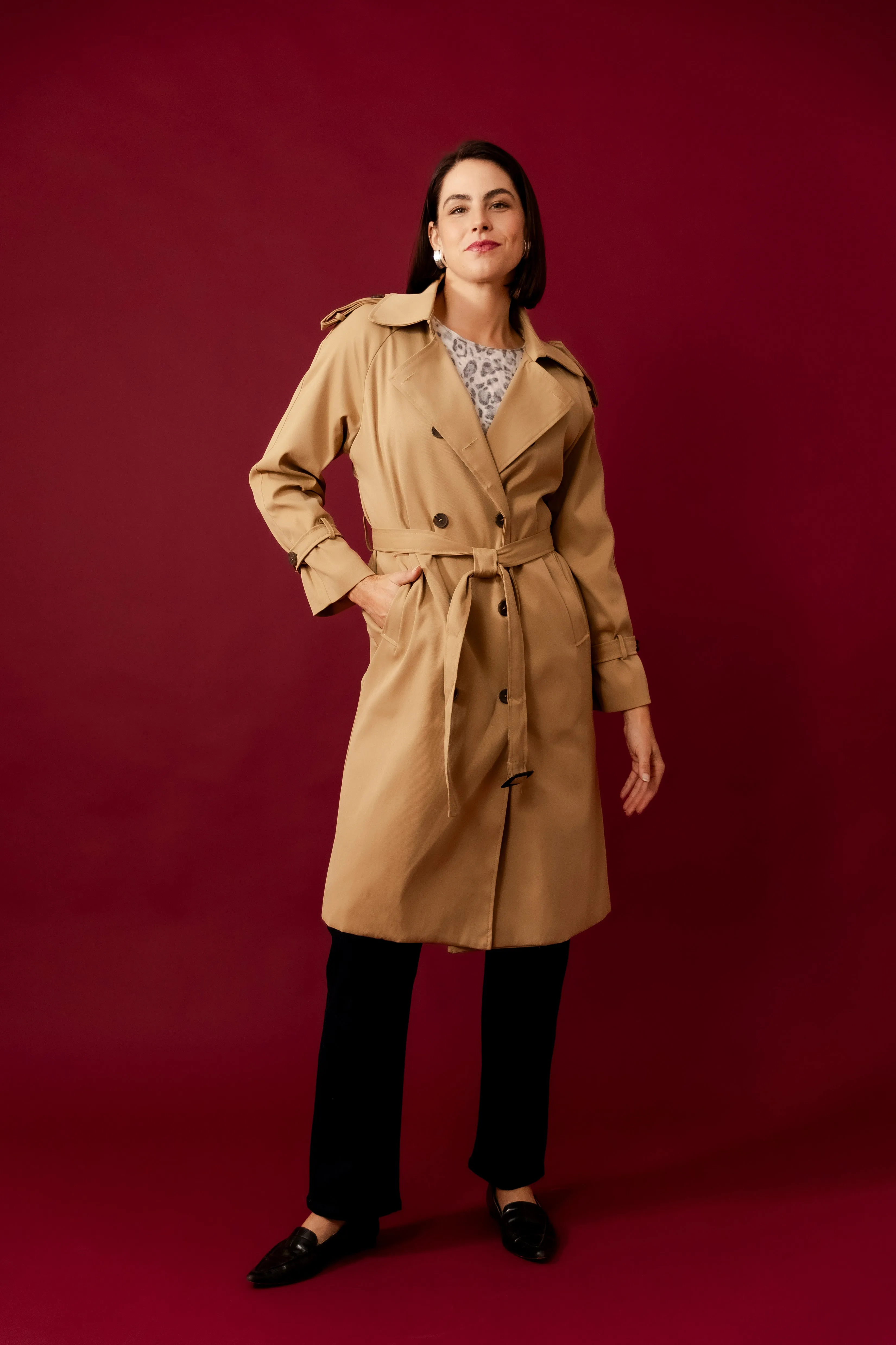 SAVERIA Beige Trench Coat