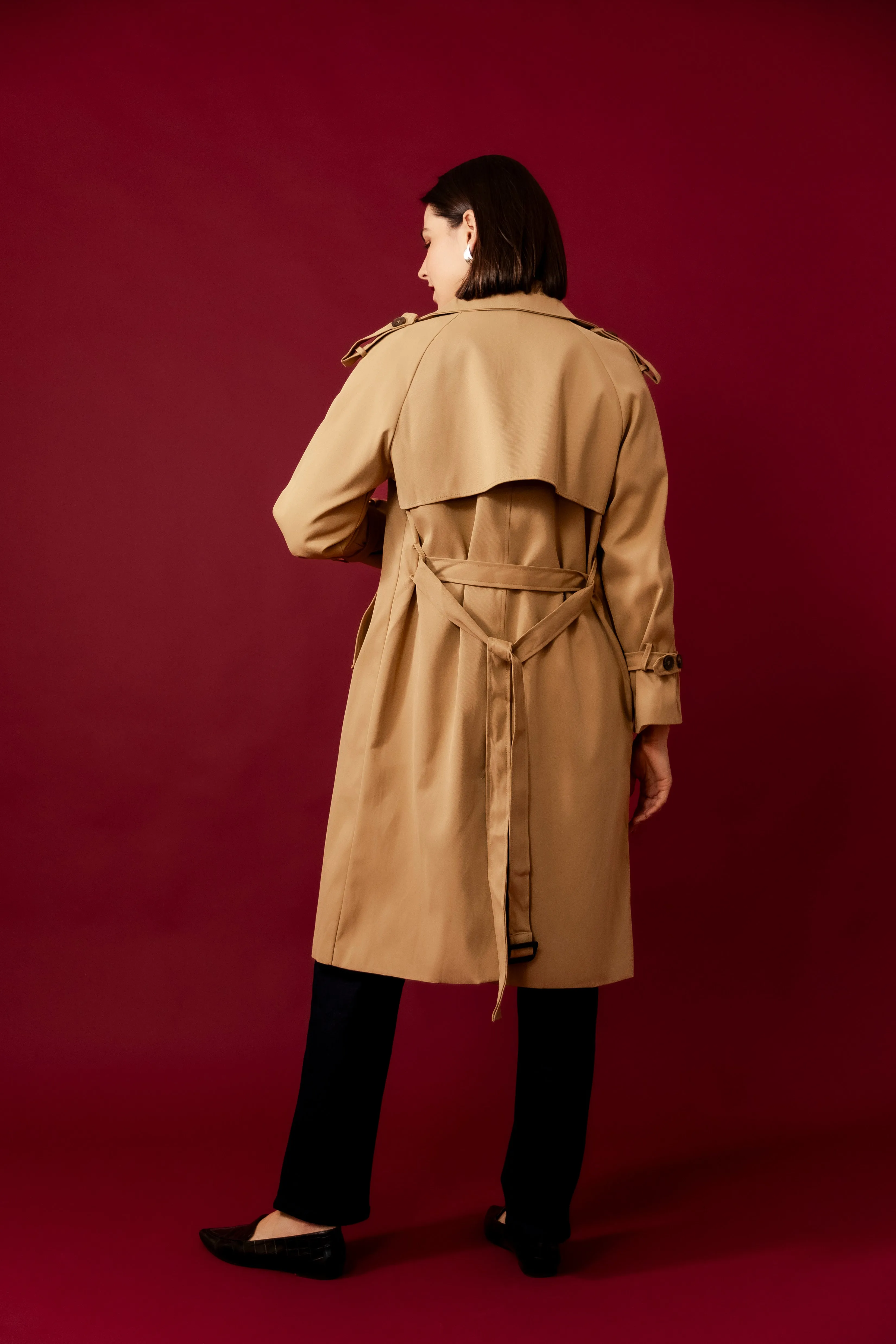 SAVERIA Beige Trench Coat