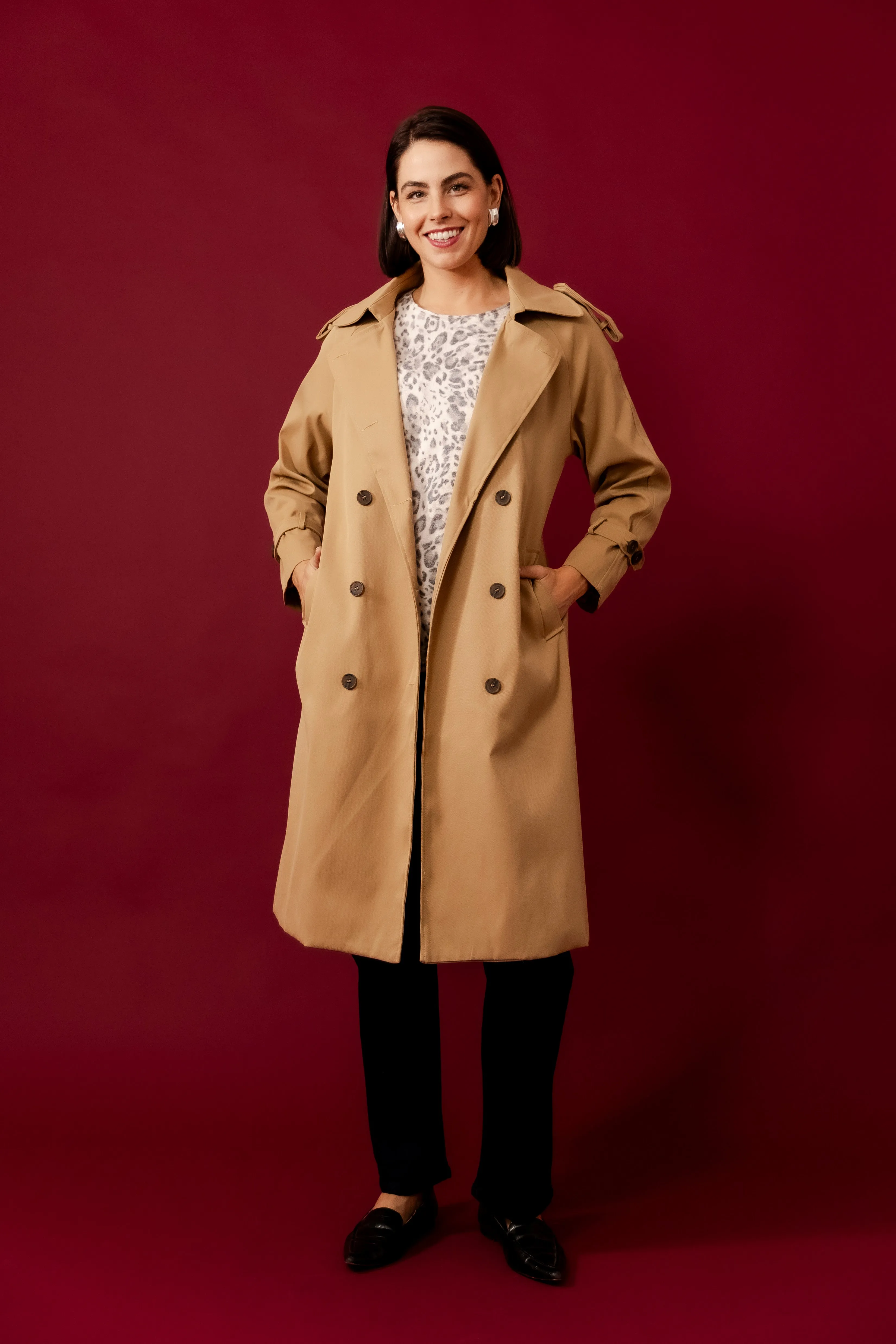 SAVERIA Beige Trench Coat