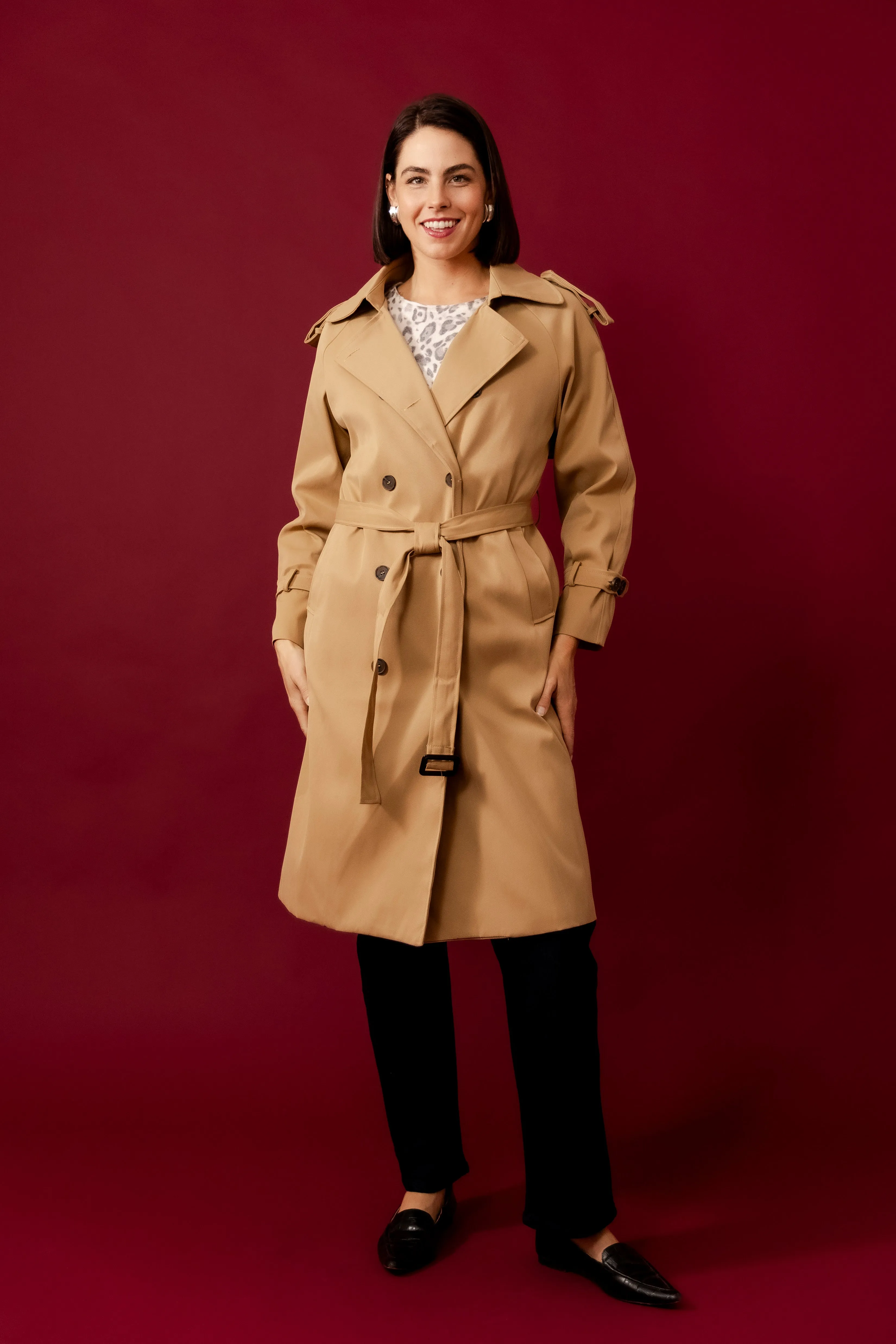 SAVERIA Beige Trench Coat