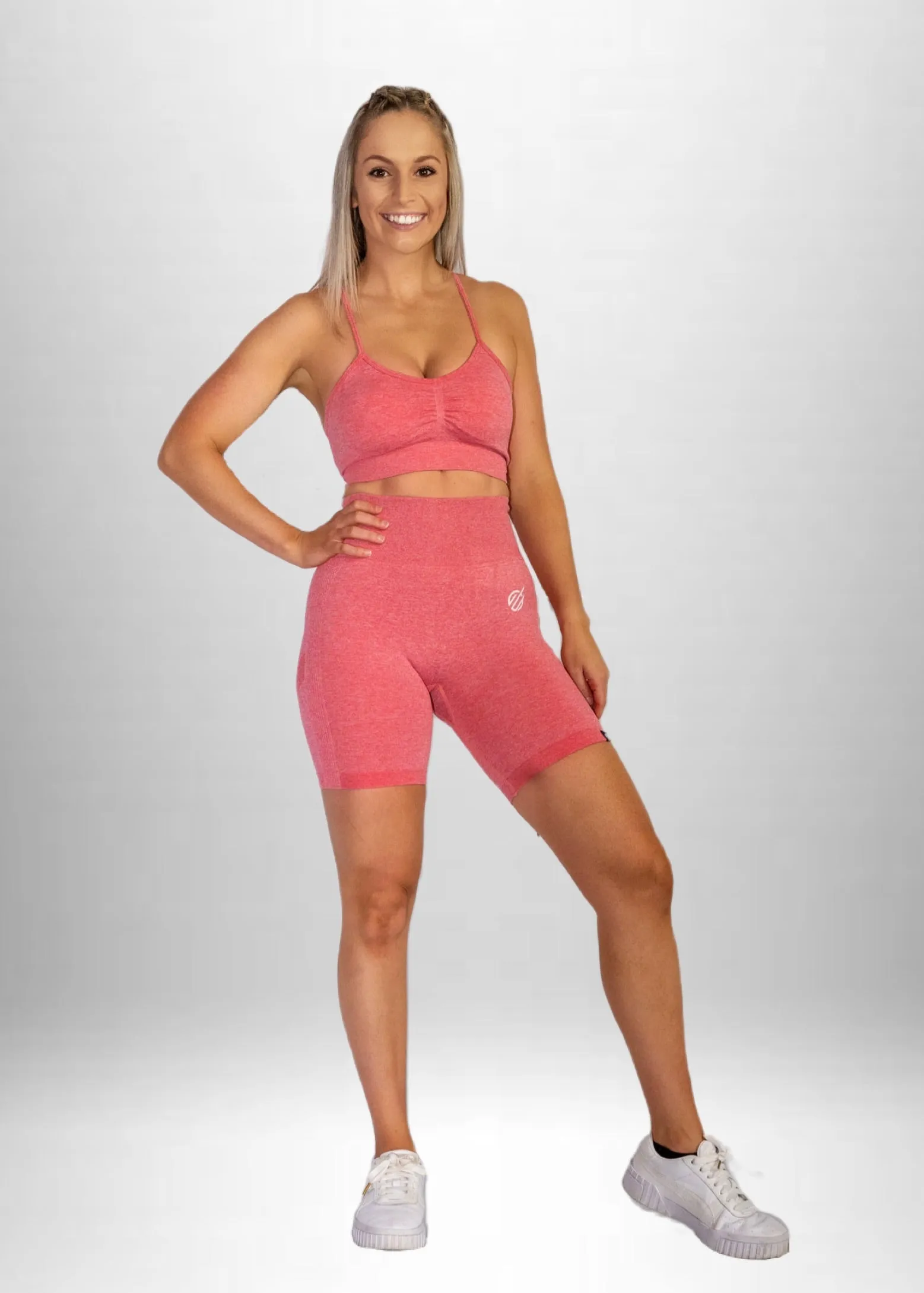 SEAMLESS KNIT CRUNCH BIKE SHORTS in Watermelon Pink
