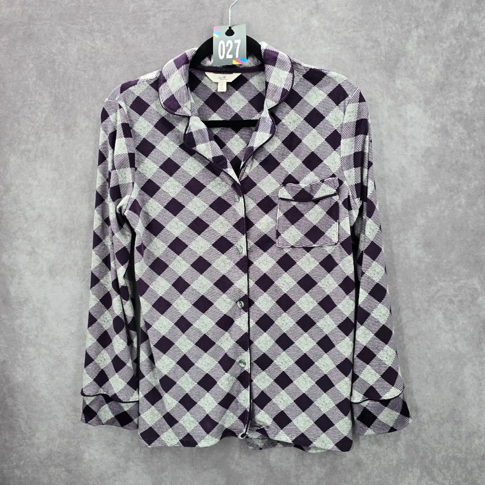 Secret Treasures Purple Checker Sleepwear Pajamas Intimate Top Small