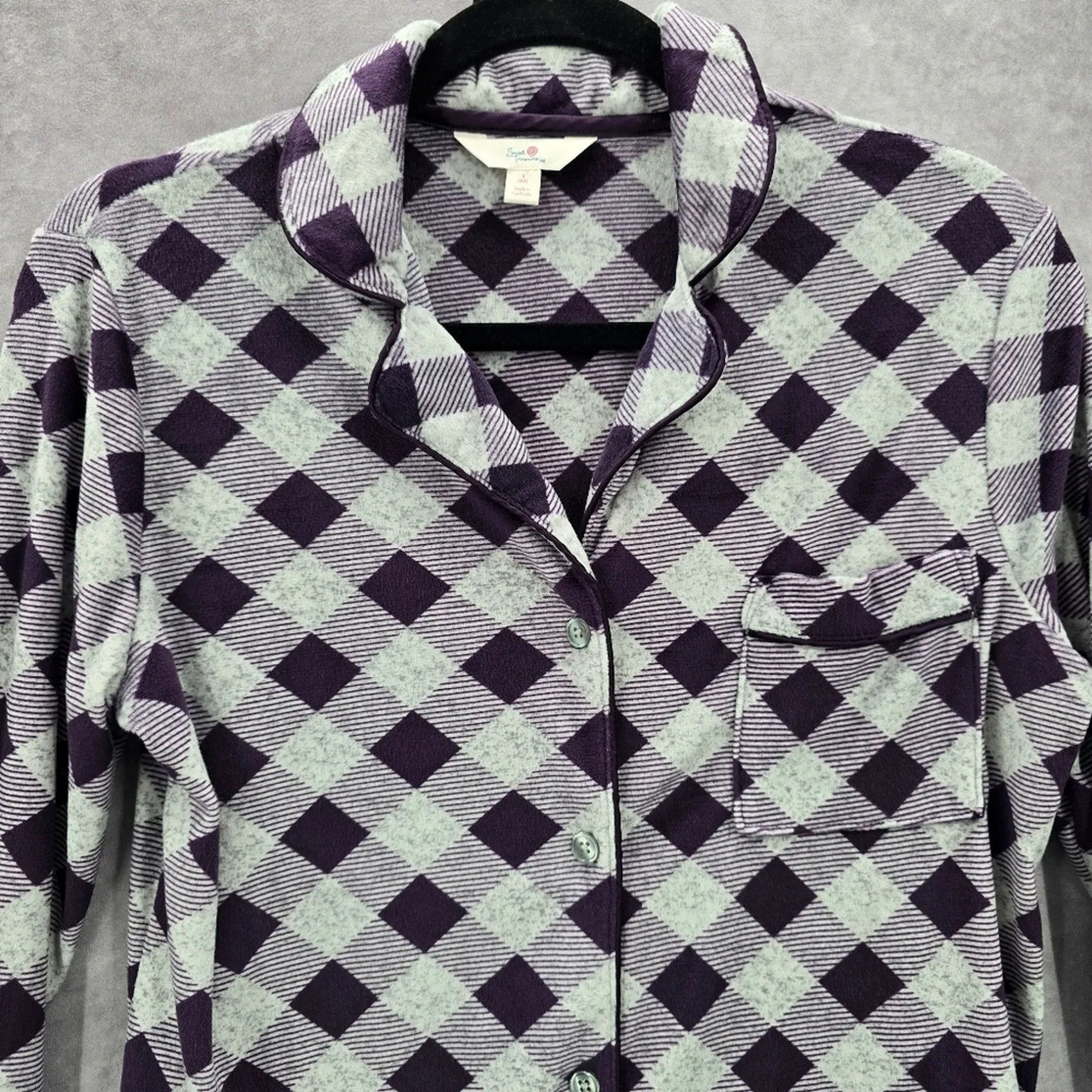 Secret Treasures Purple Checker Sleepwear Pajamas Intimate Top Small