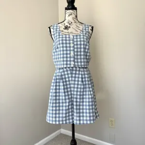 SET Blue Gingham Crop Tank Top and Shorts Set by Wayre