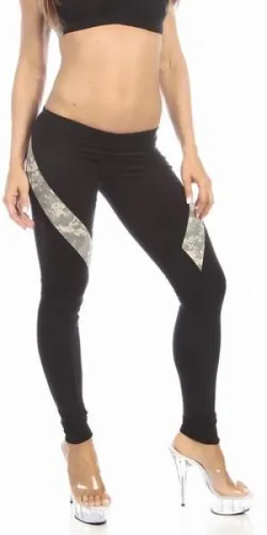 Sexy Hi Lo Waist Universal Camo Pattern Military Work Out Pants - Black/Green