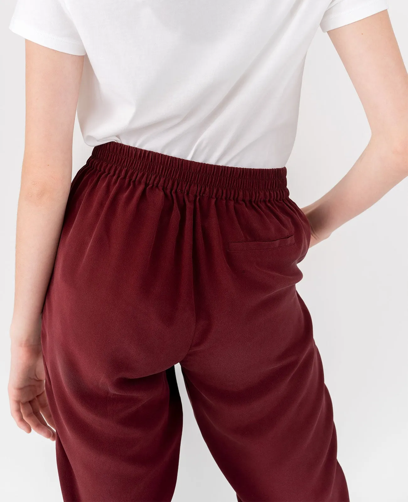 Silk Flat Front Ankle Pants
