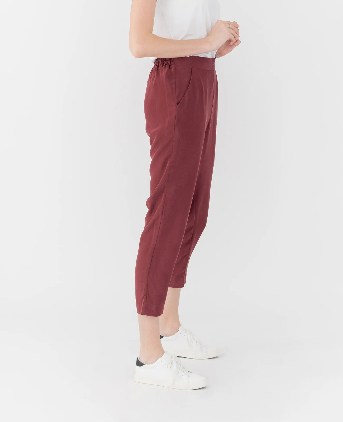 Silk Flat Front Ankle Pants