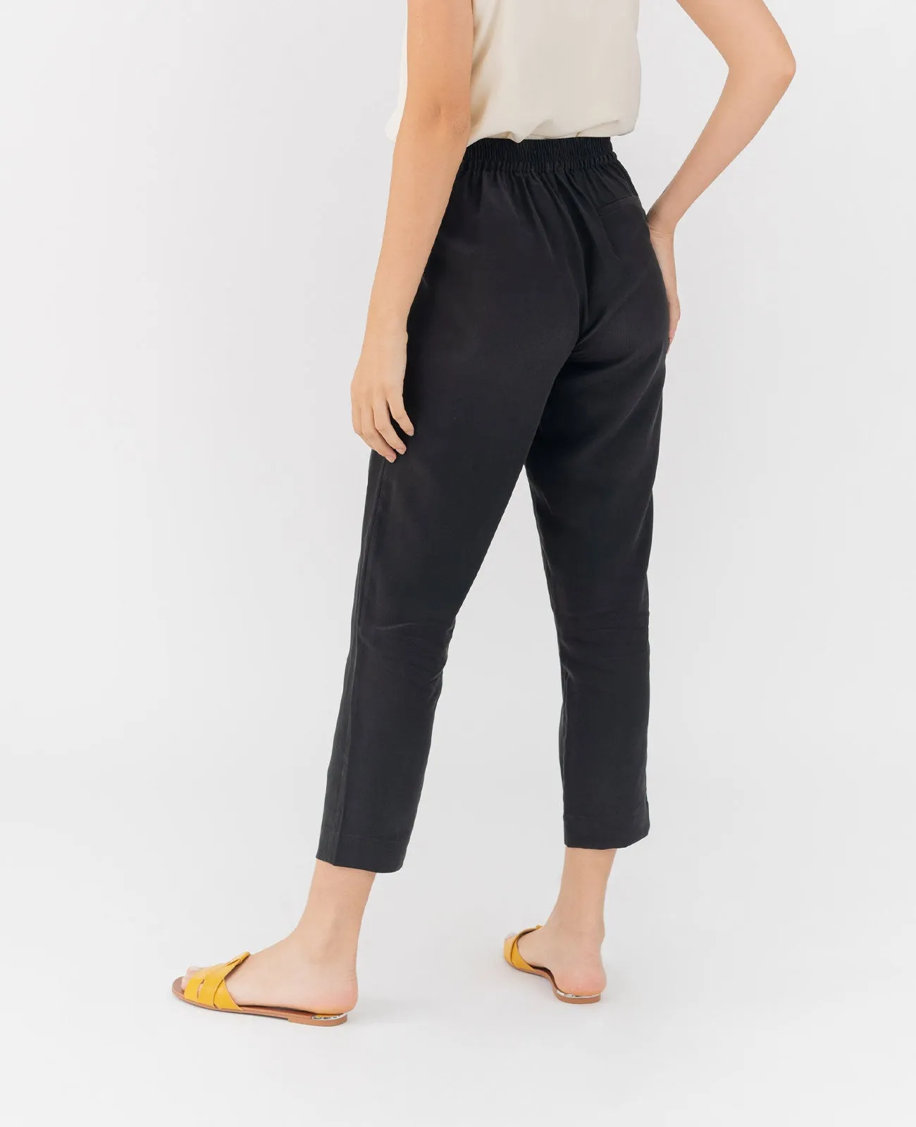 Silk Flat Front Ankle Pants