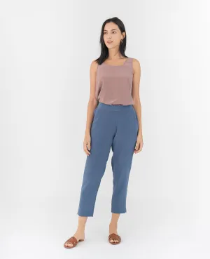 Silk Flat Front Ankle Pants