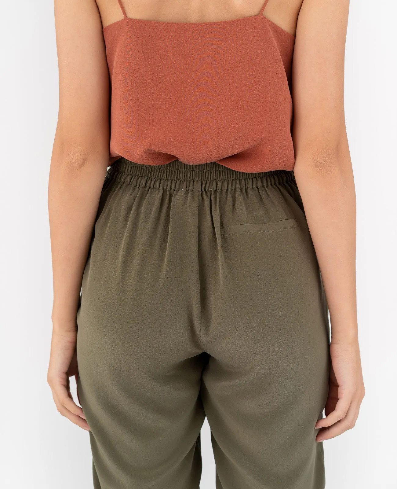 Silk Flat Front Ankle Pants
