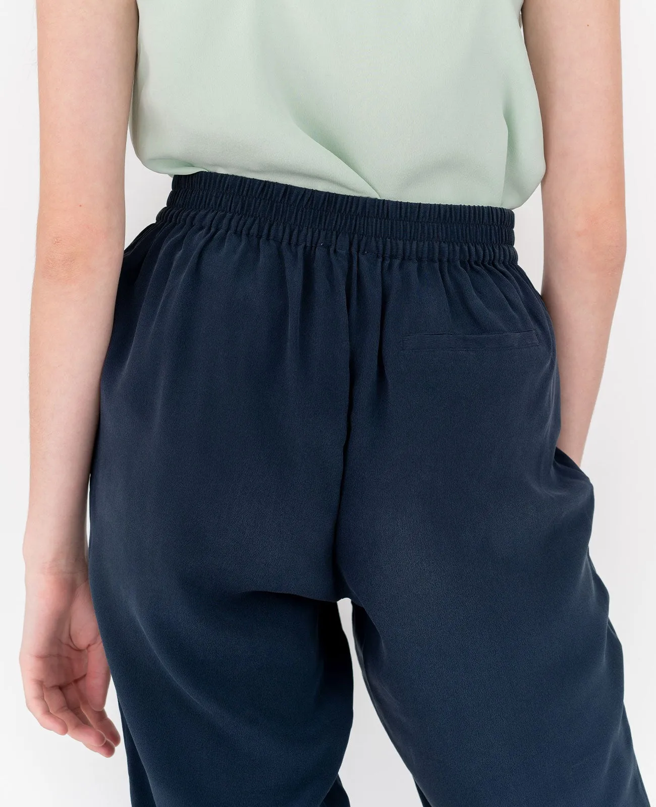 Silk Flat Front Ankle Pants
