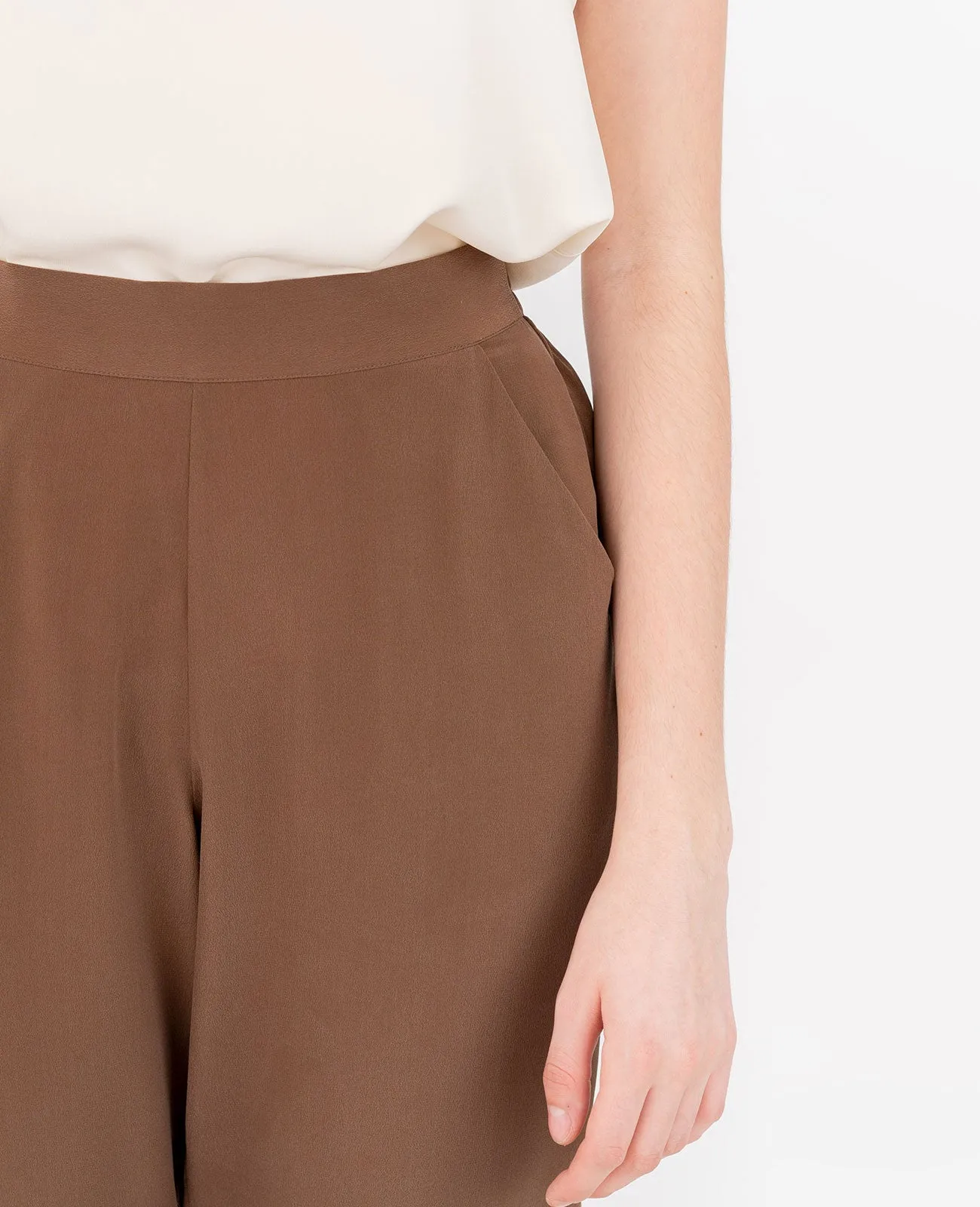 Silk Flat Front Ankle Pants