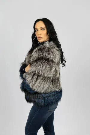 Silver & Dyed Blue Fox Jacket