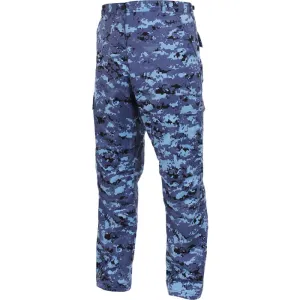 Sky Blue Digital Camouflage - Tactical BDU Pants - Cotton Polyester Twill - Button Fly