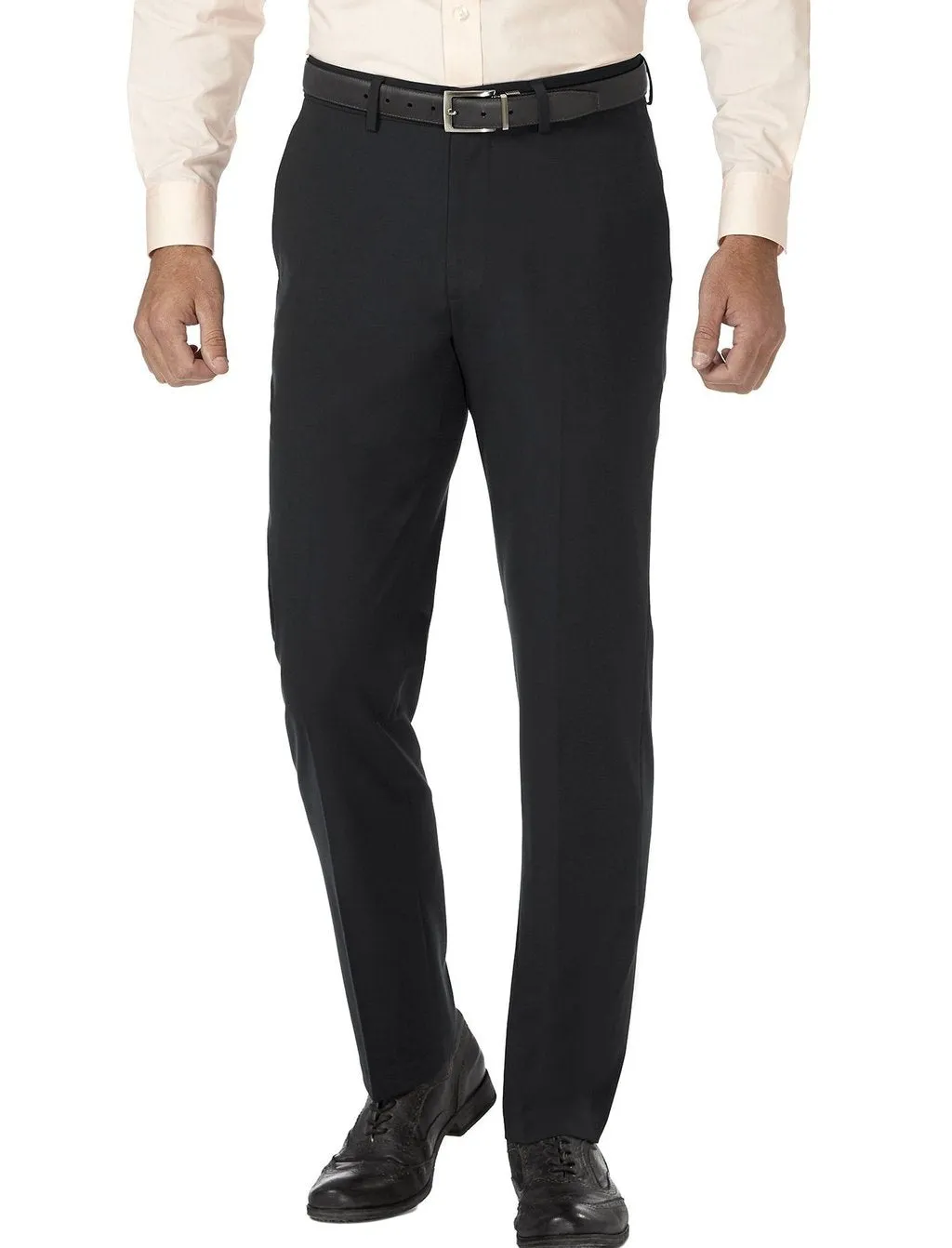 Slim Fit Flat Front Pre-Hemmed Dress Pants (Black) OS-900
