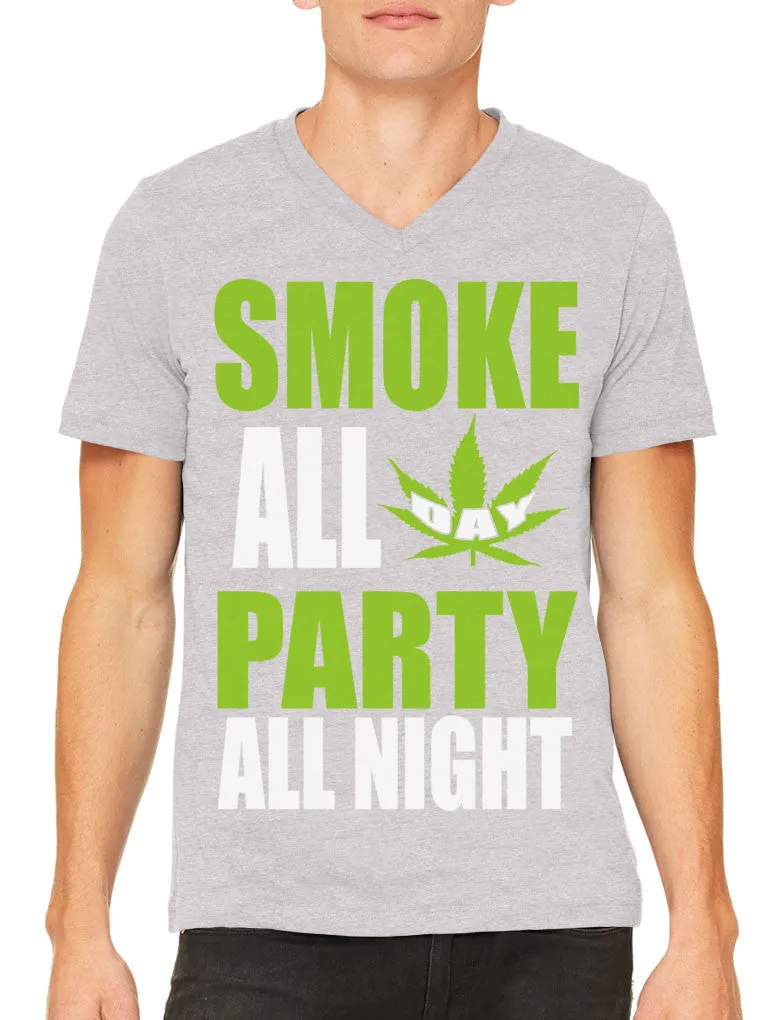 Smoke All Day Party All Night Men's V-neck T-shirt