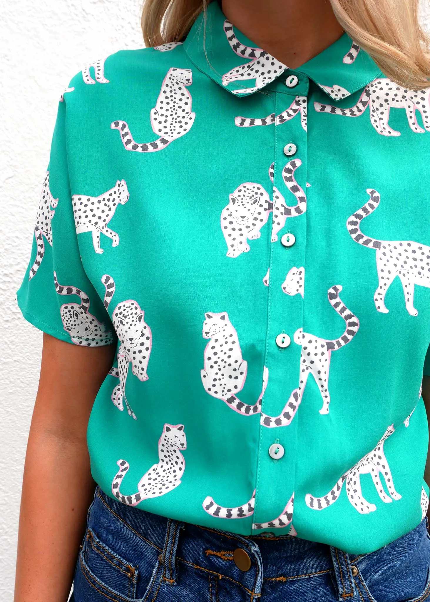 Snow Leopards EcoVero Nicky S/Sleeve Shirt (Green)