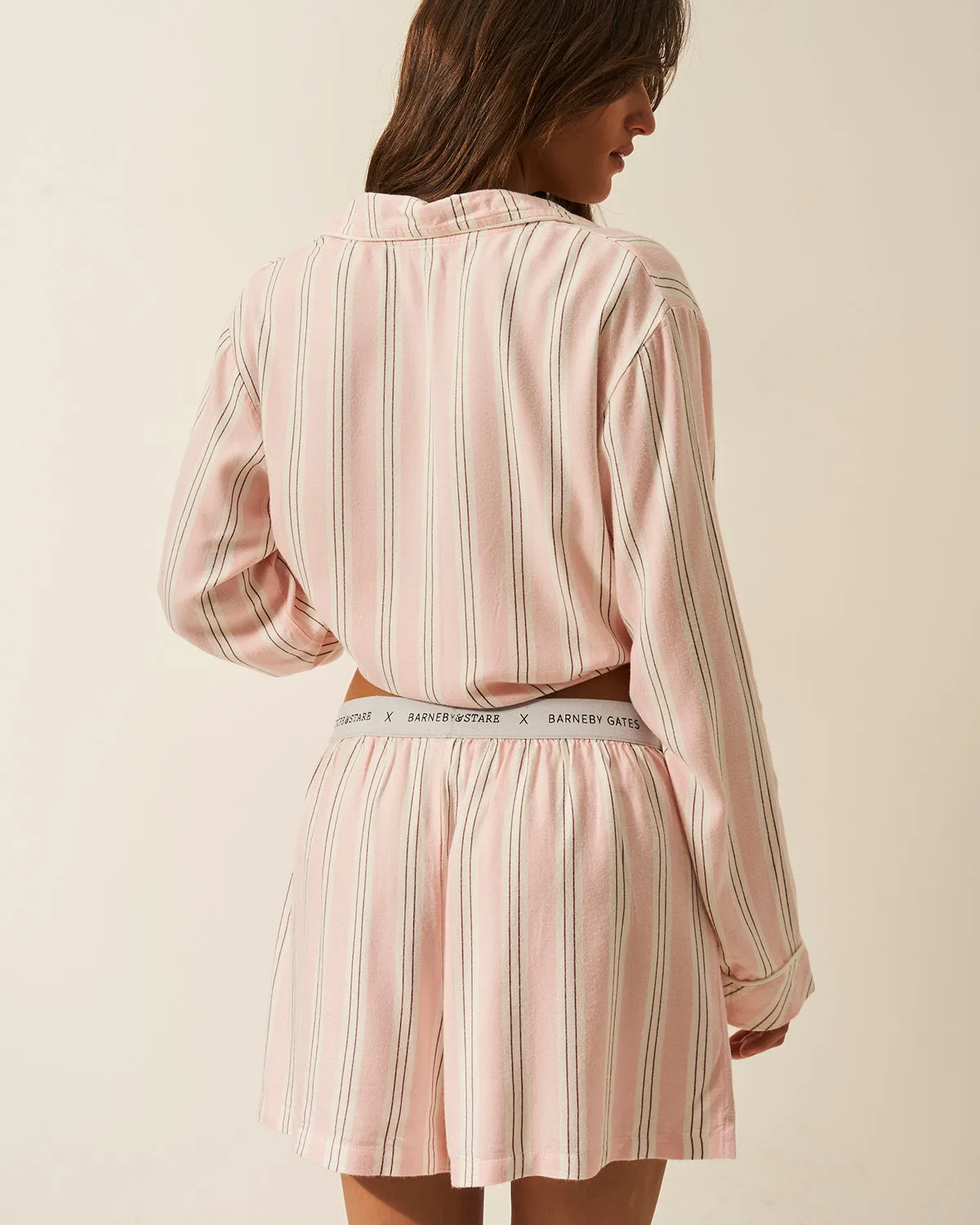 Soft Brushed Woven Pyjama Shorts - Barneby Gates Pink