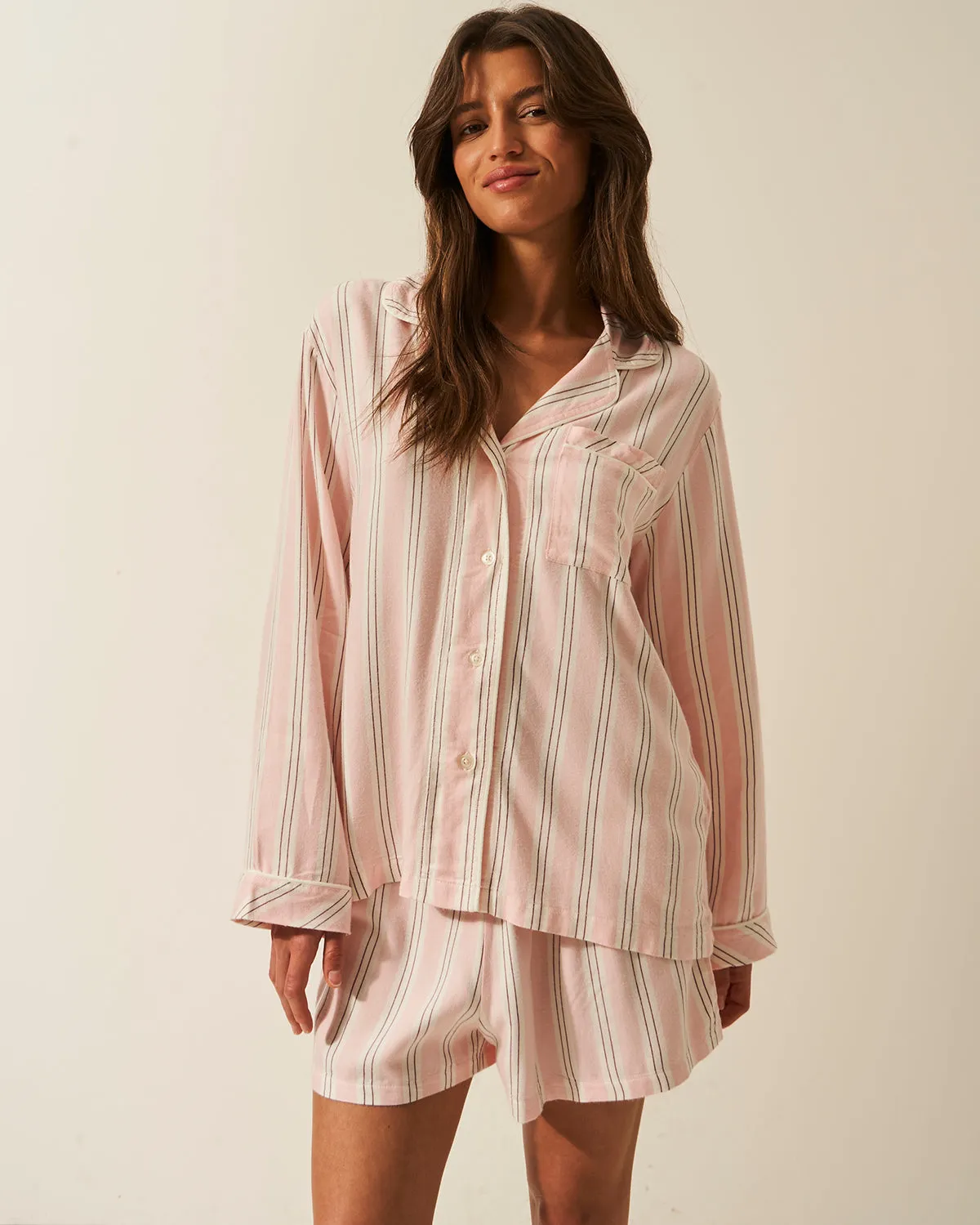 Soft Brushed Woven Pyjama Shorts - Barneby Gates Pink